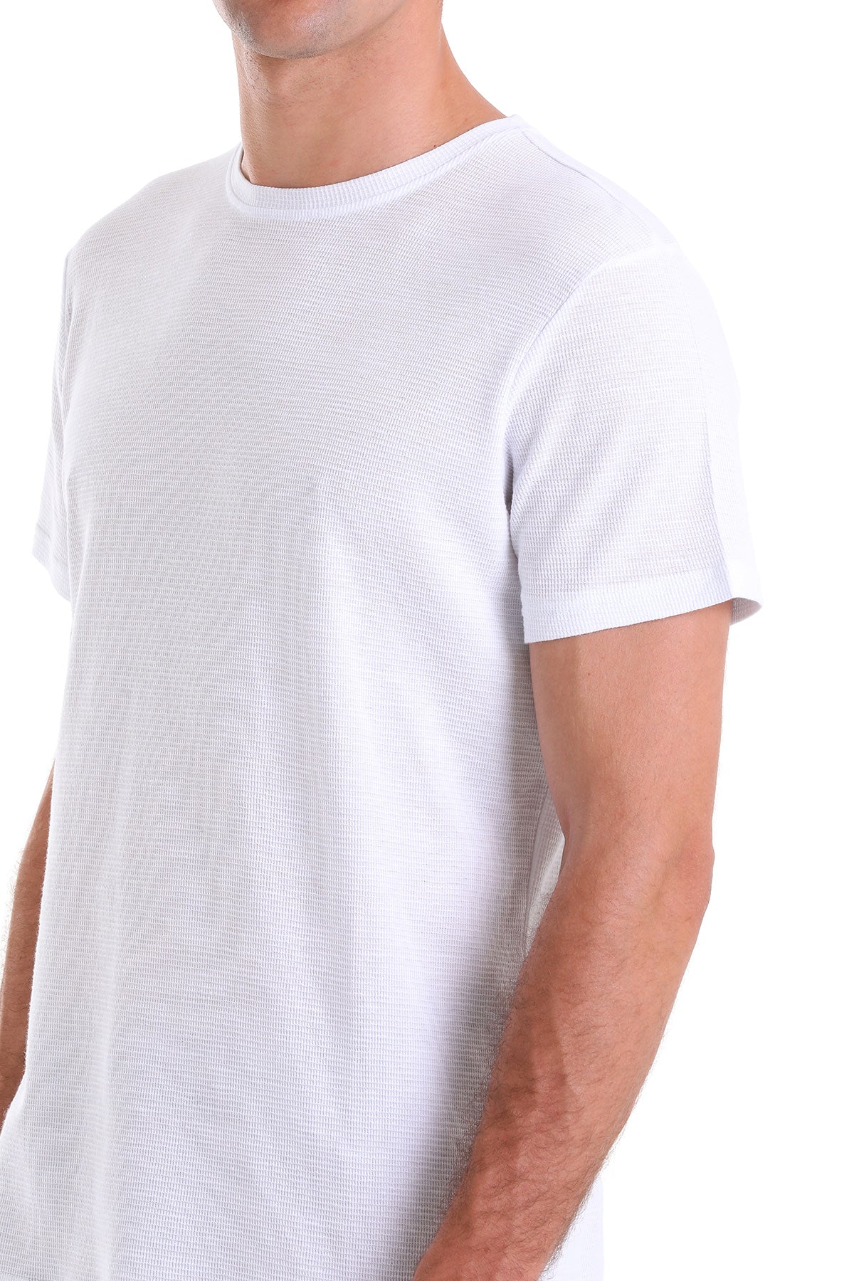 Regular Fit White Cotton Crew Neck T-Shirt - SAYKI