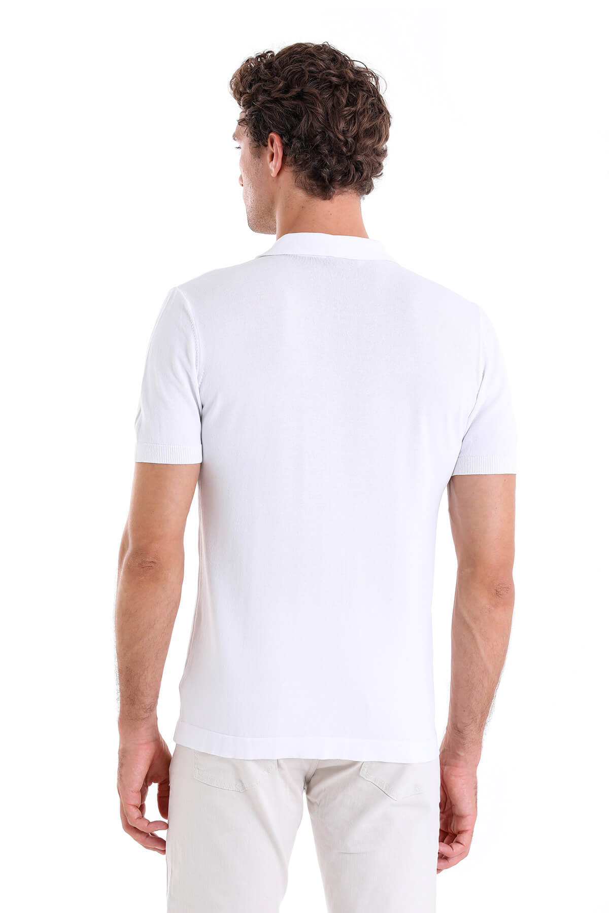 Regular Fit White Polo T-Shirt - SAYKI