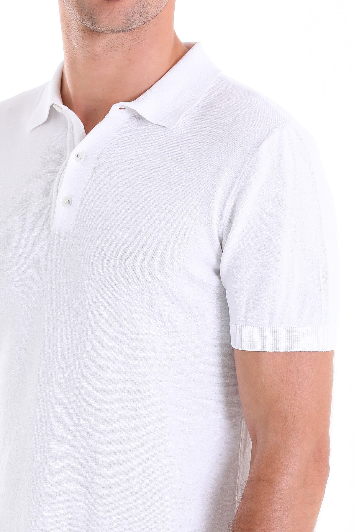 Regular Fit White Polo T-Shirt - SAYKI