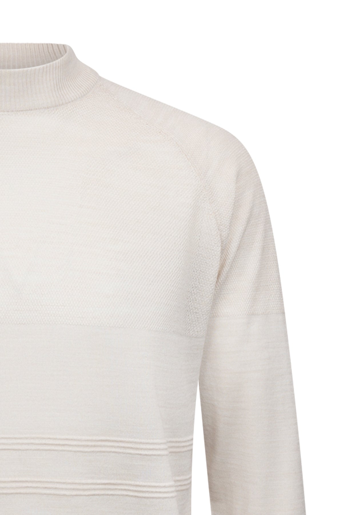 Regular Fit Wool Blend Beige Mock Neck Sweater - SAYKI