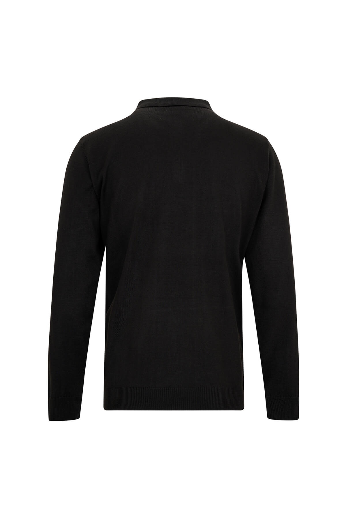 Regular Fit Wool Blend Black Polo Collar Sweater - SAYKI