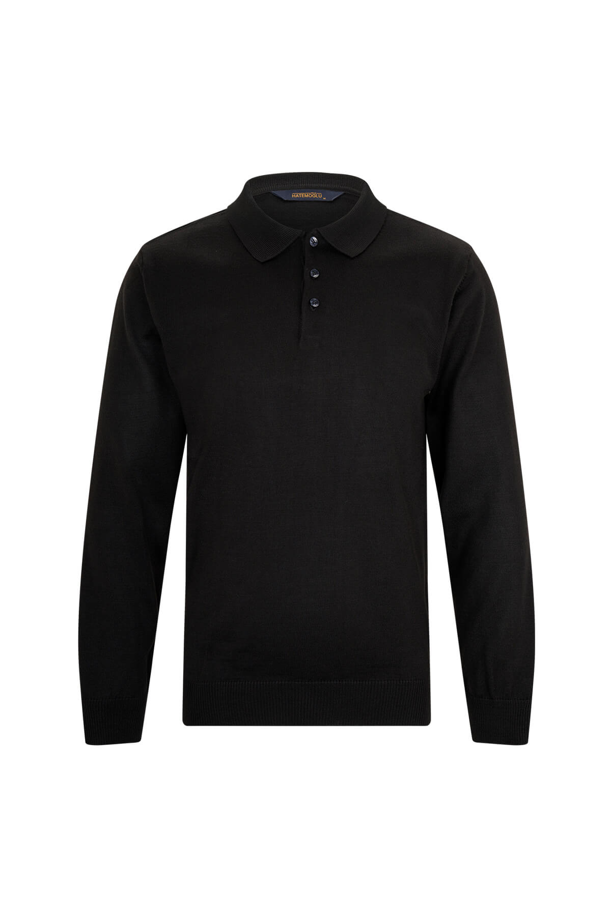 Regular Fit Wool Blend Black Polo Collar Sweater - SAYKI
