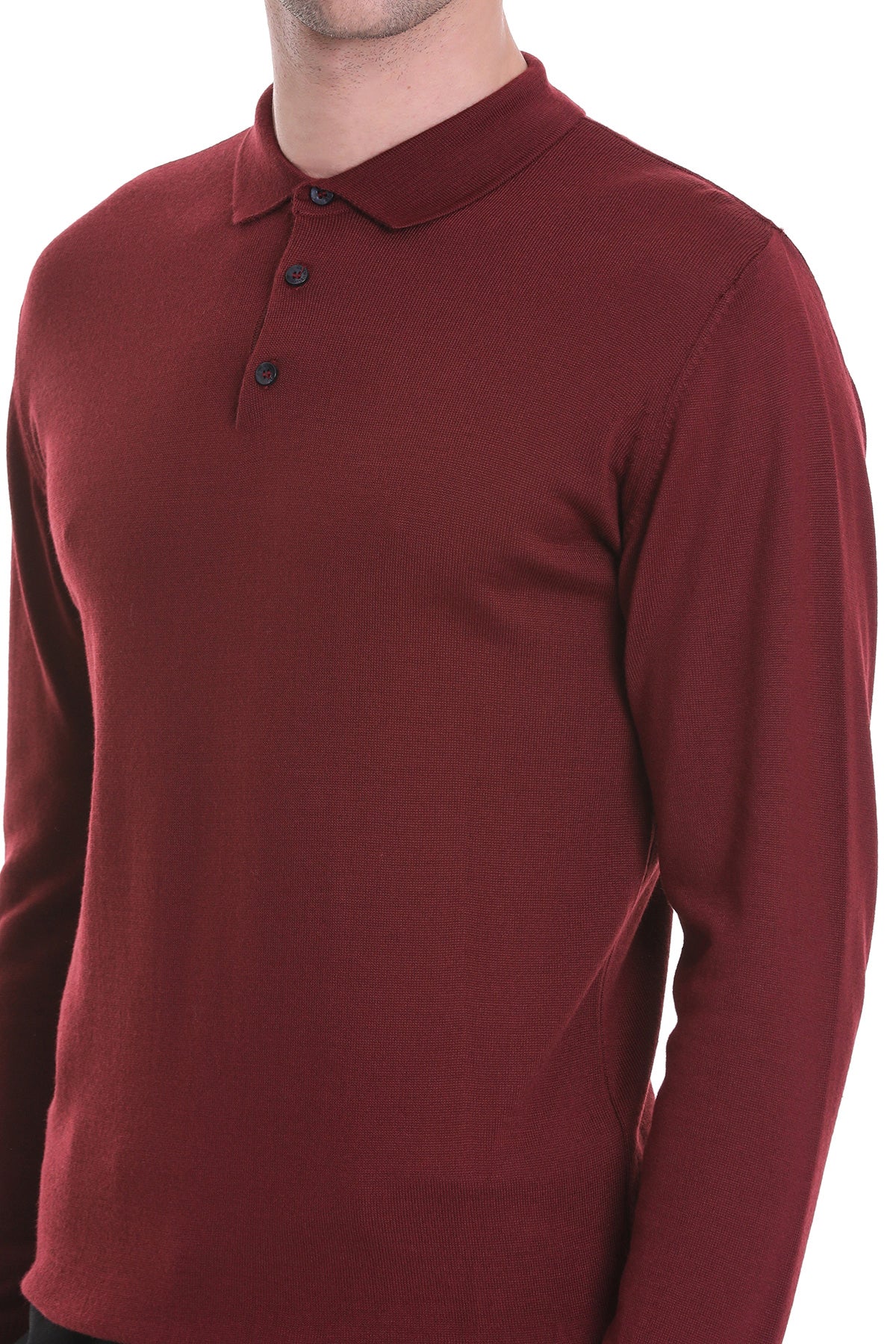 Regular Fit Wool Blend Brick Polo Sweater - SAYKI