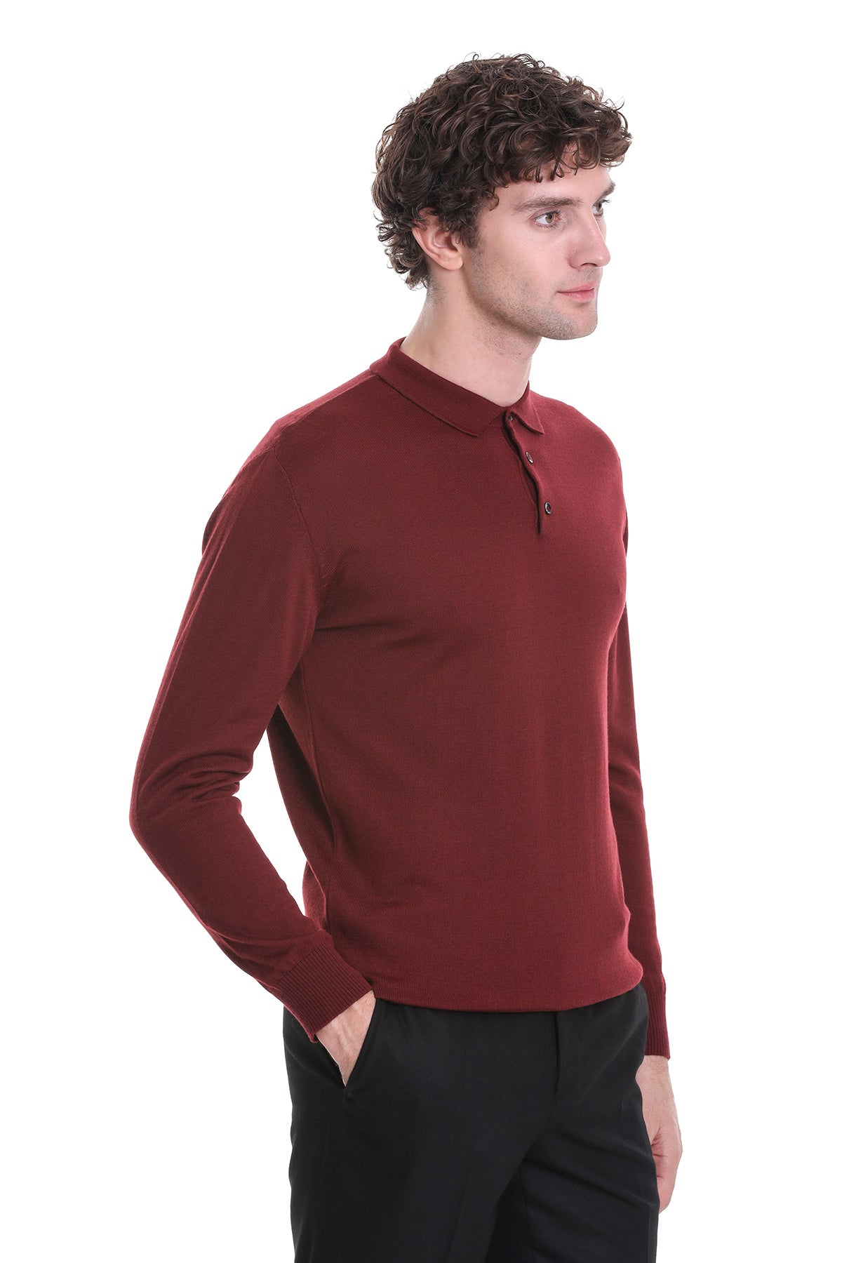 Regular Fit Wool Blend Brick Polo Sweater - SAYKI