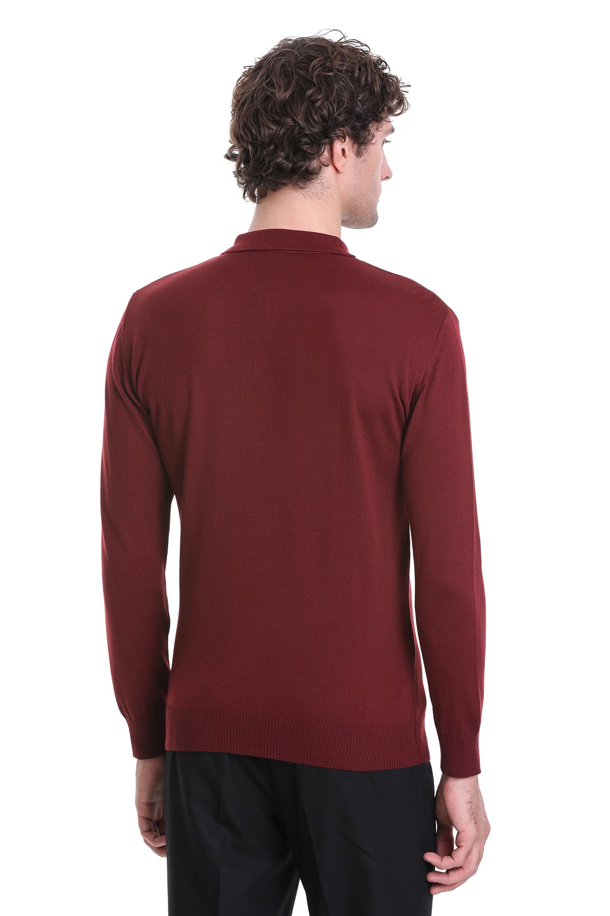 Regular Fit Wool Blend Brick Polo Sweater - SAYKI
