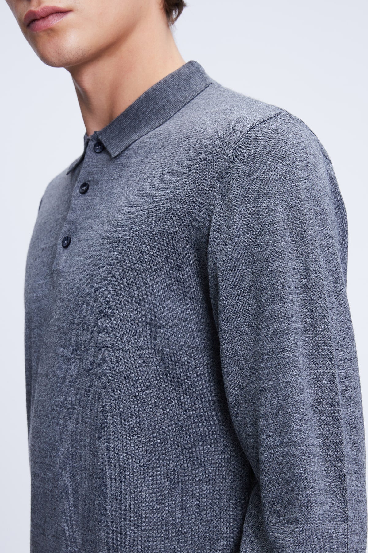 Regular Fit Wool Blend Dark Gray Polo Collar Sweater - SAYKI