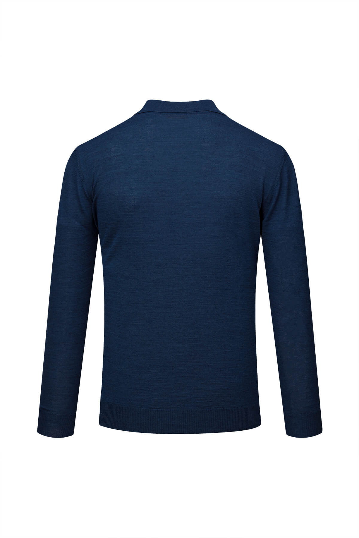 Regular Fit Wool Blend Indigo Johnny Polo Sweater - SAYKI