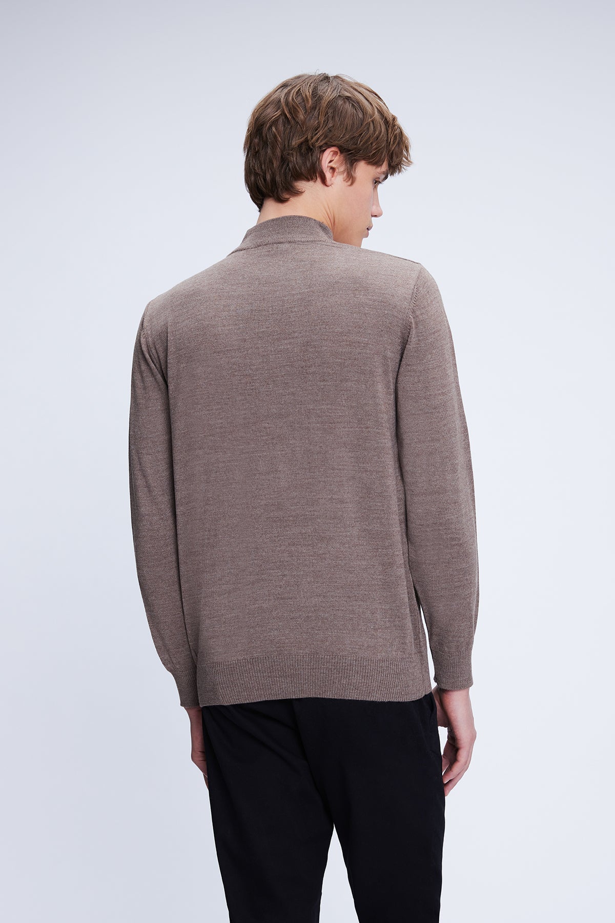 Regular Fit Wool Blend Mink Mockneck Sweater - SAYKI