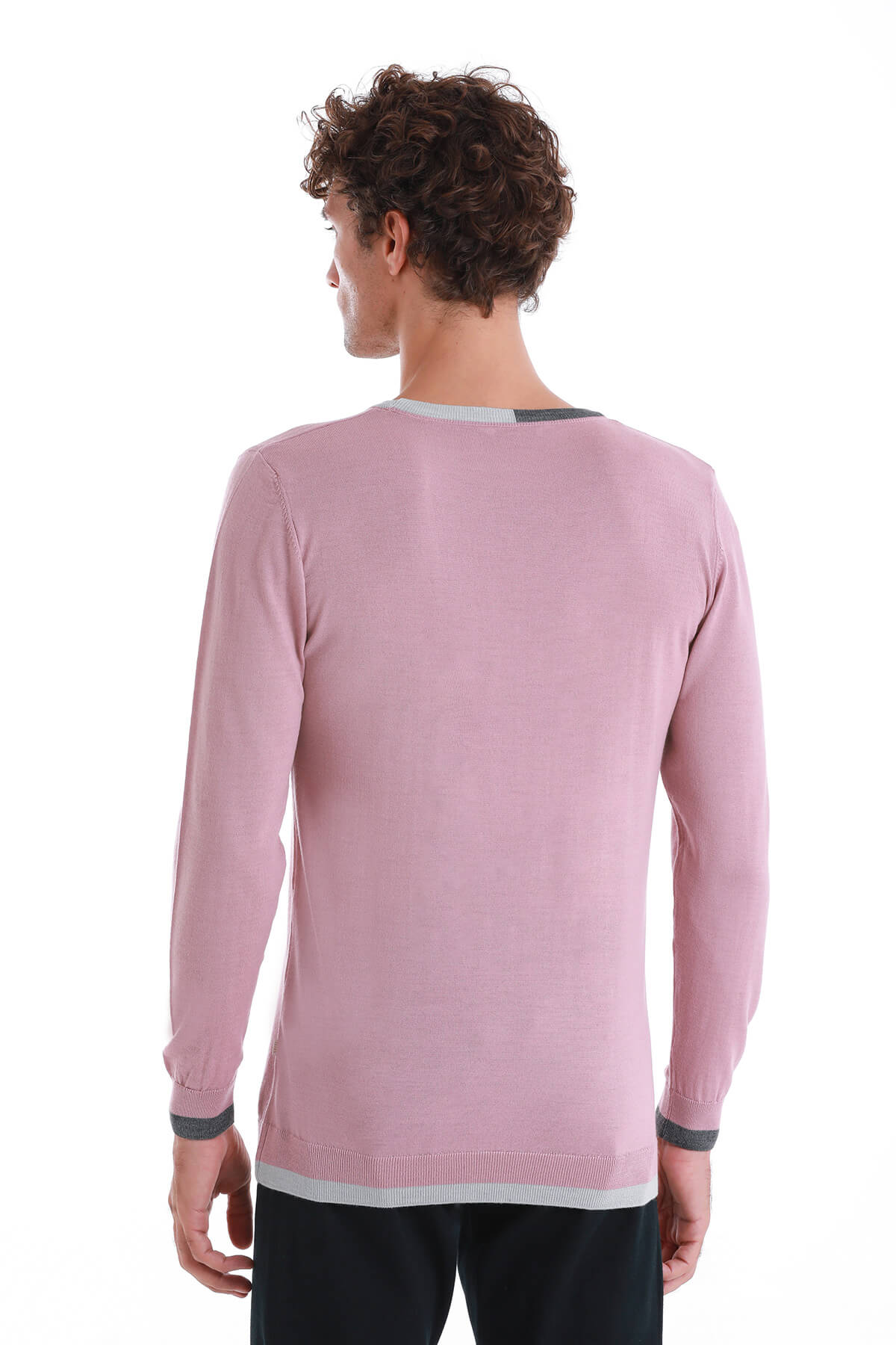 Regular Fit Wool Blend Pink Crewneck Sweater - SAYKI