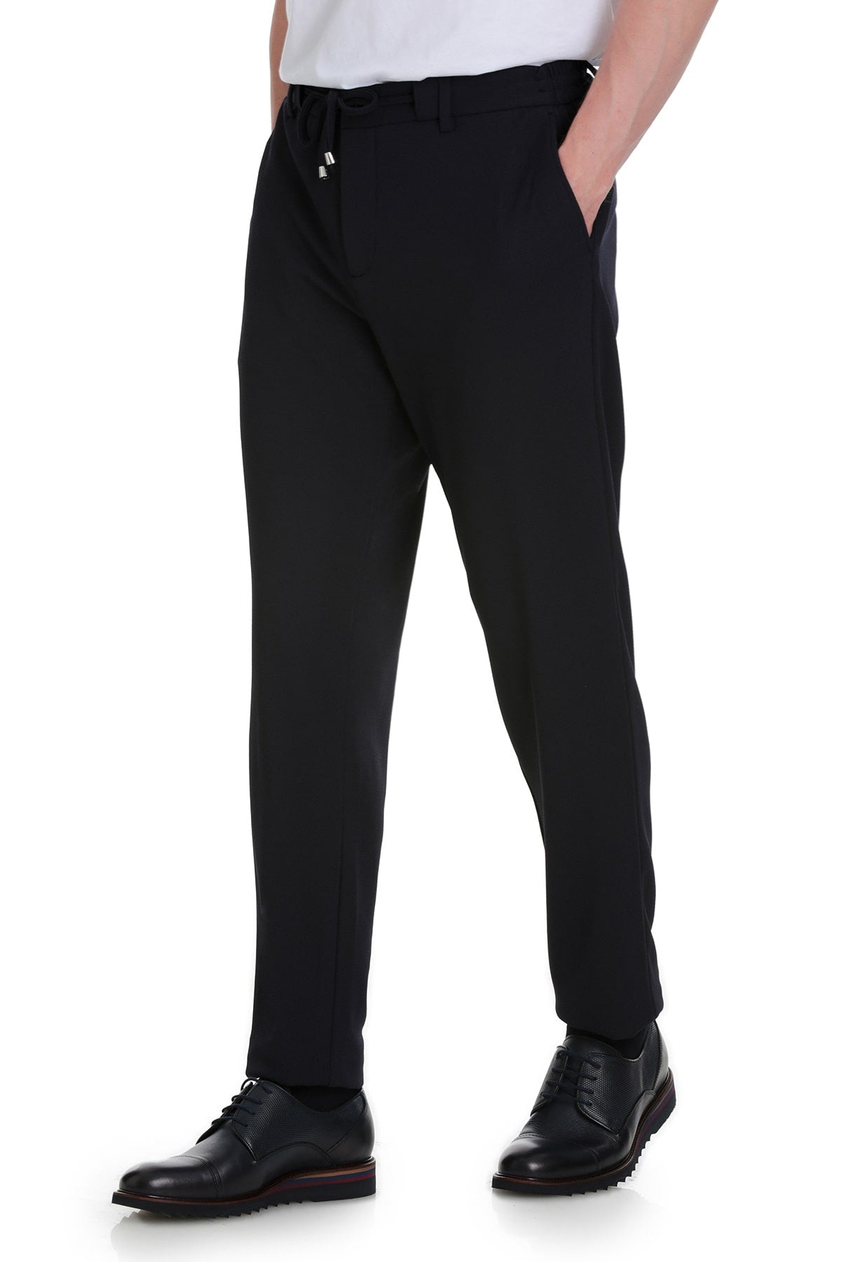 Relaxed Fit Side Pocket Navy Jogger Pants - SAYKI