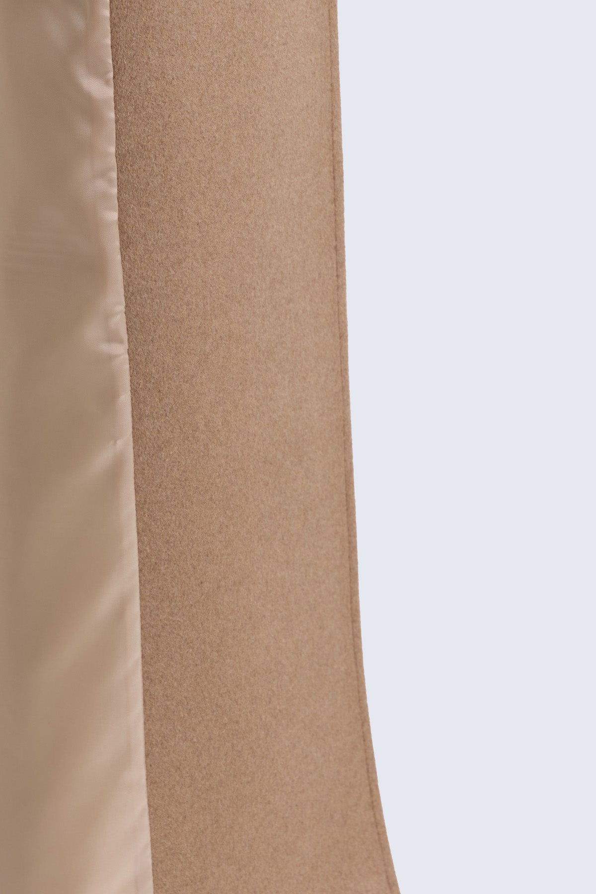 Beige sayki woman dynamic fit camel coat with wool blend fabric and subtle sheen on the inner lining