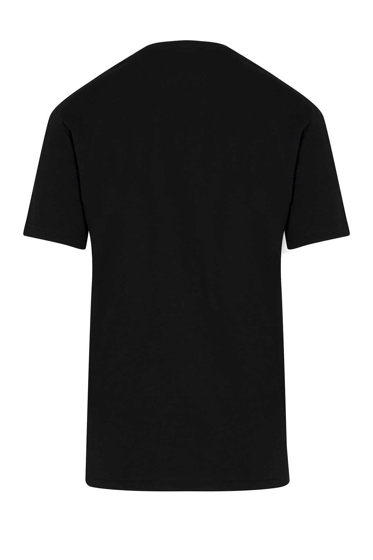 Slim Fit 100% Cotton Black Crew Neck T-Shirt - SAYKI