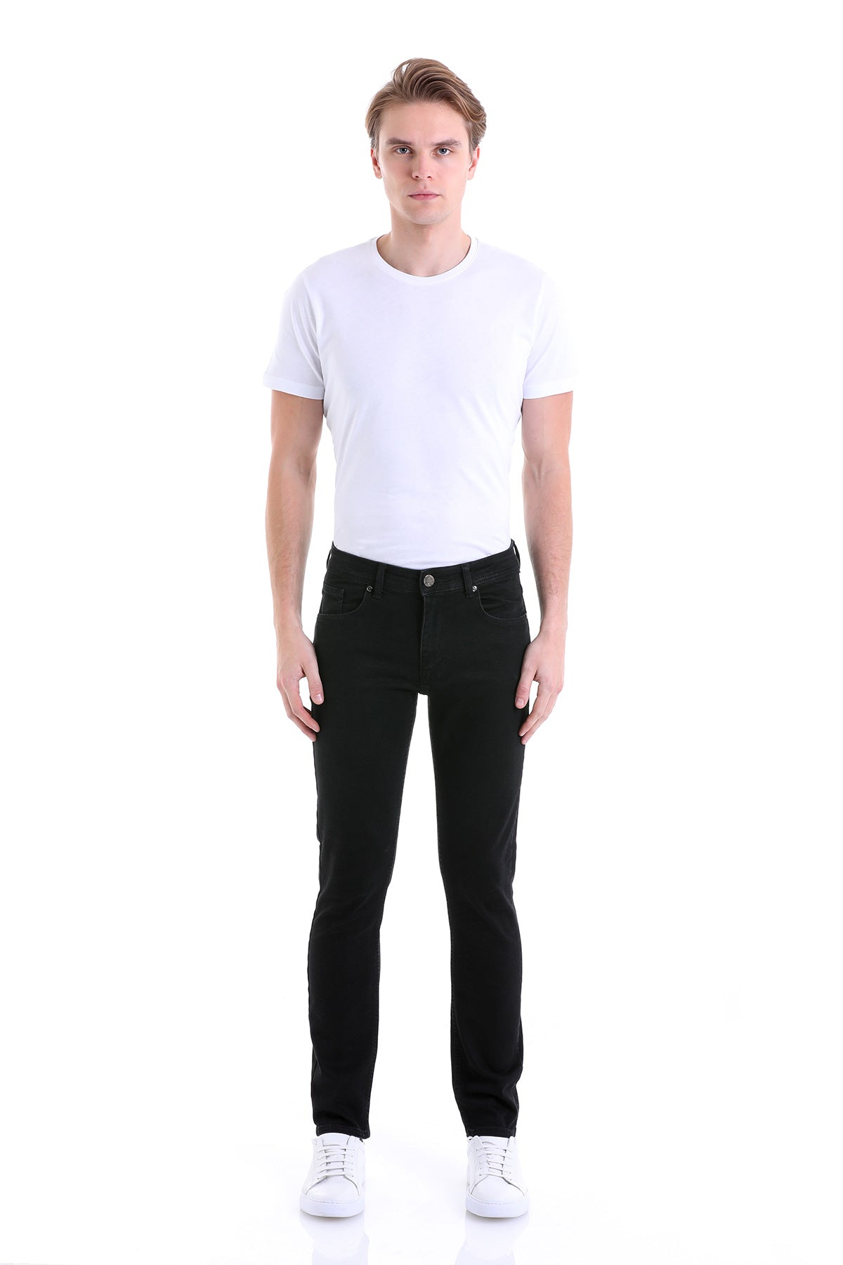 Slim Fit 5 Pocket Black Cotton Denim - SAYKI