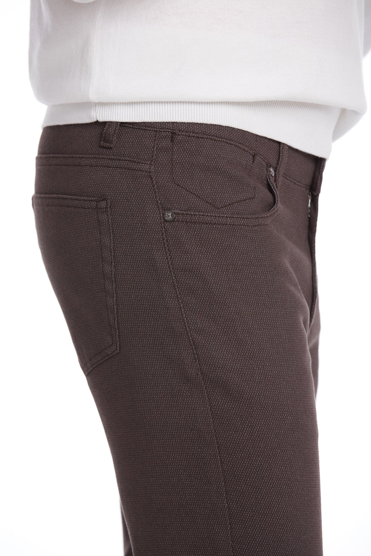 Slim Fit 5 Pocket Gray Cotton Casual Pants - SAYKI