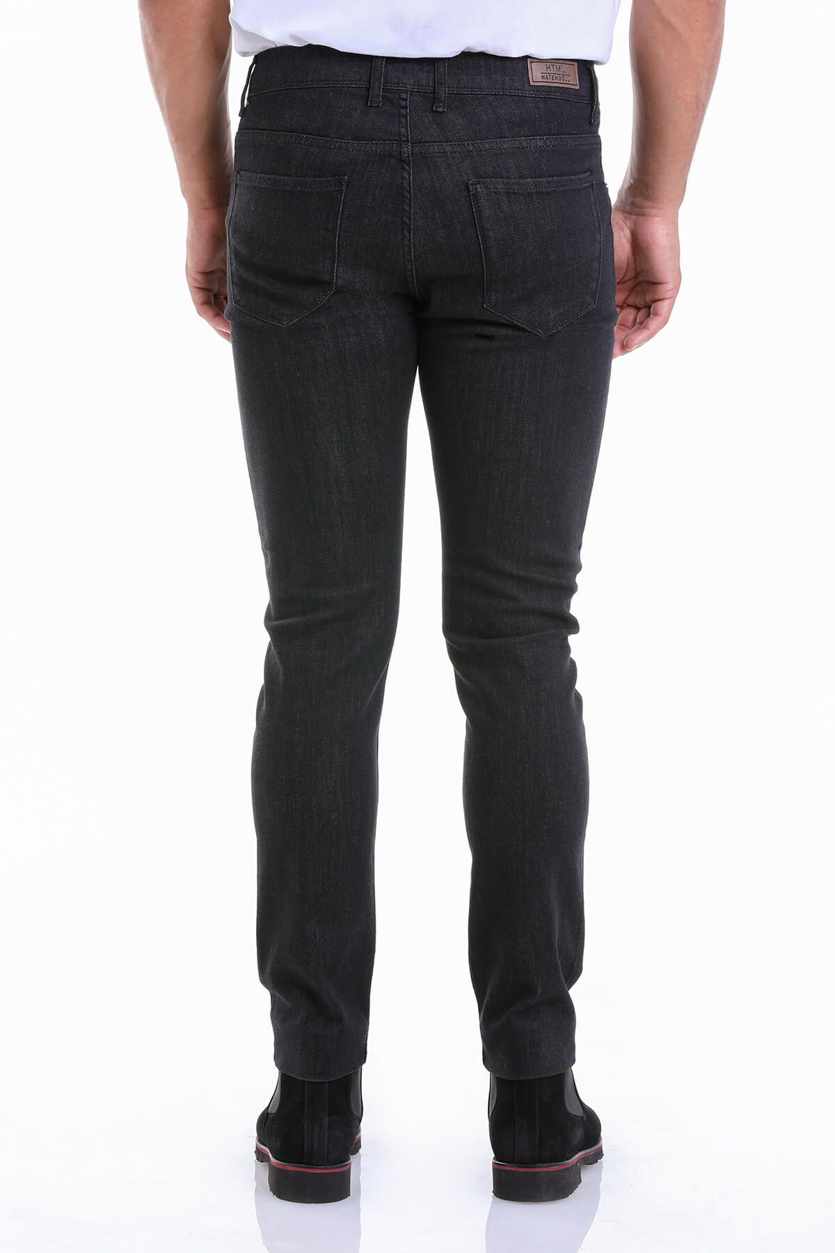 Slim Fit 5 Pocket Low Waist Black Cotton Denim Jeans - SAYKI