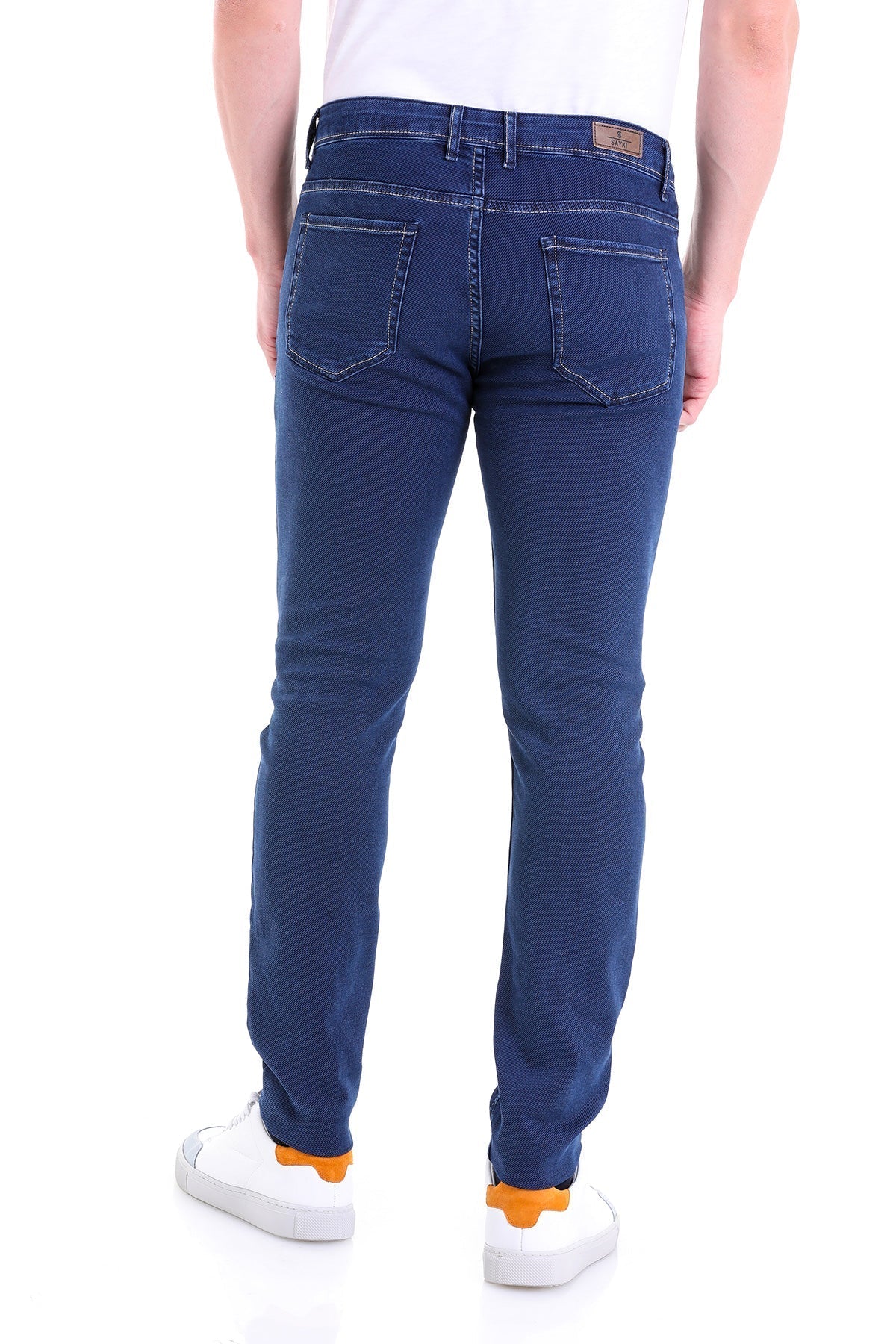 Slim Fit 5 Pocket Low Waist Blue Cotton Denim Jeans - SAYKI