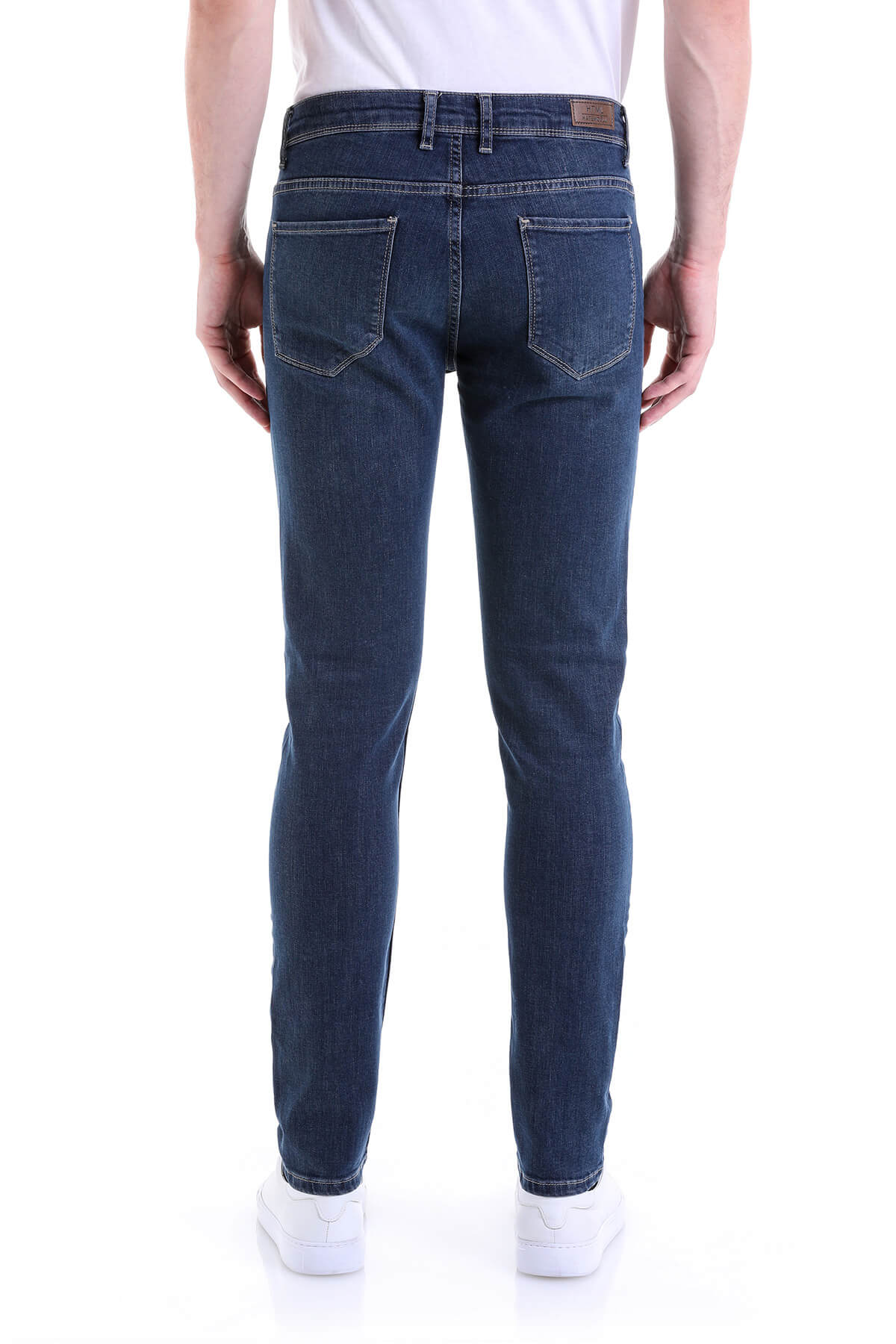 Slim Fit 5 Pocket Low Waist Dark Navy Cotton Denim - SAYKI