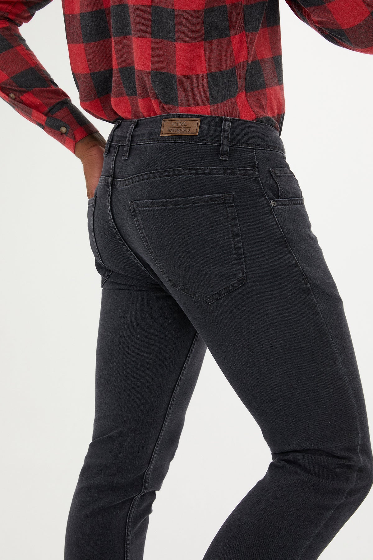 Slim Fit 5 Pocket Low Waist Gray Cotton Denim Jeans - SAYKI