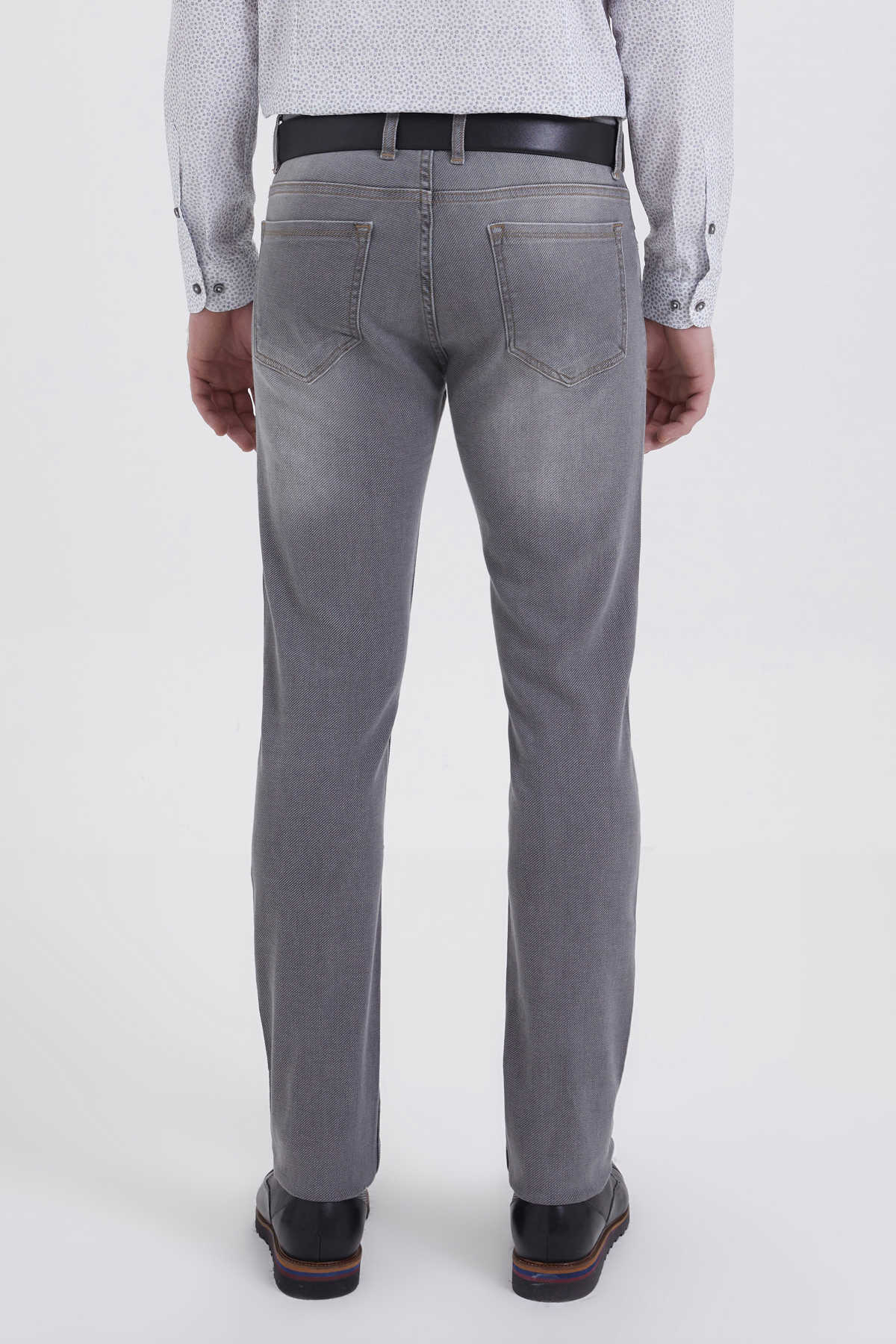 Slim Fit 5 Pocket Low Waist Light Gray Cotton Denim - SAYKI