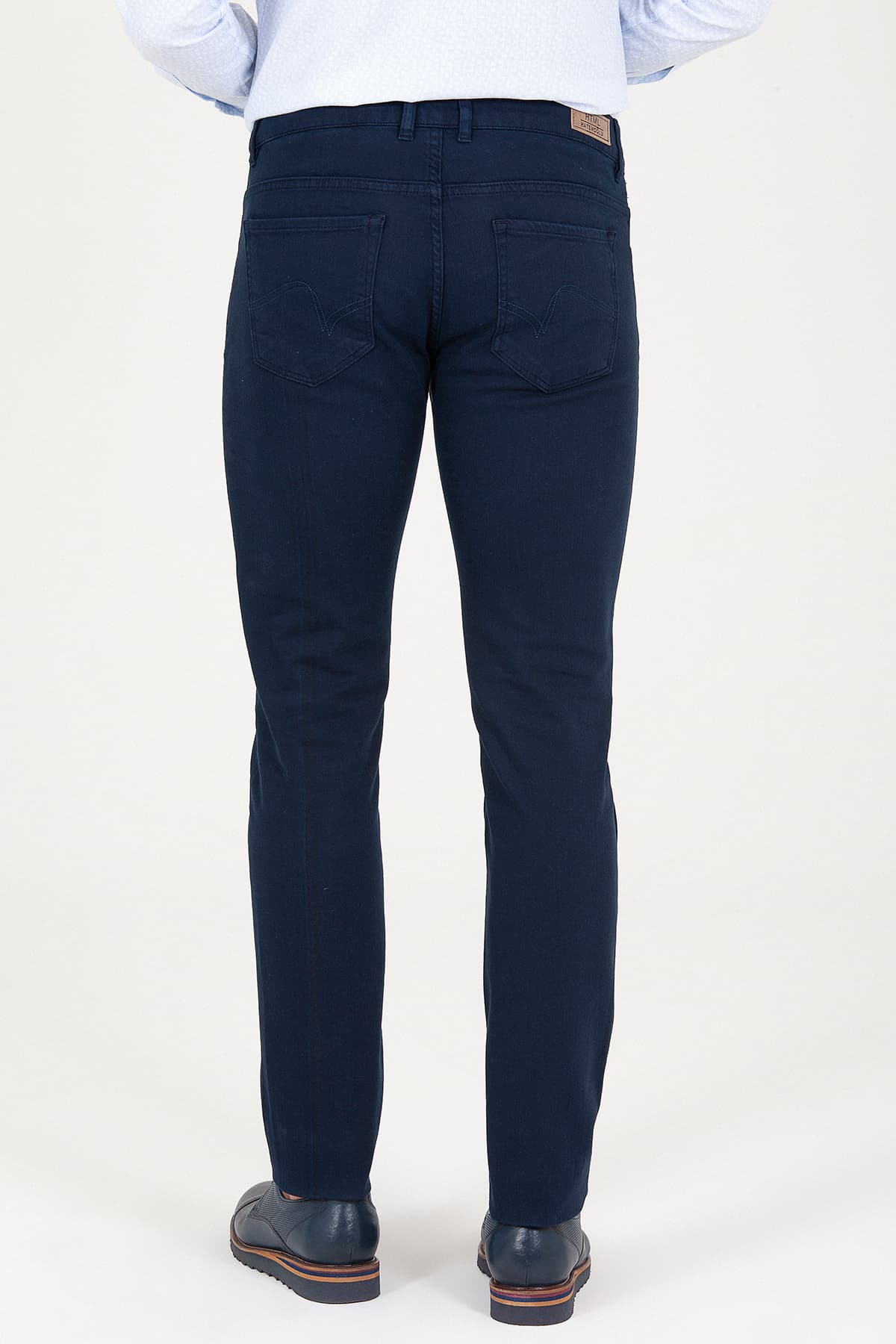 Slim Fit 5 Pocket Low Waist Light Navy Cotton Denim - SAYKI