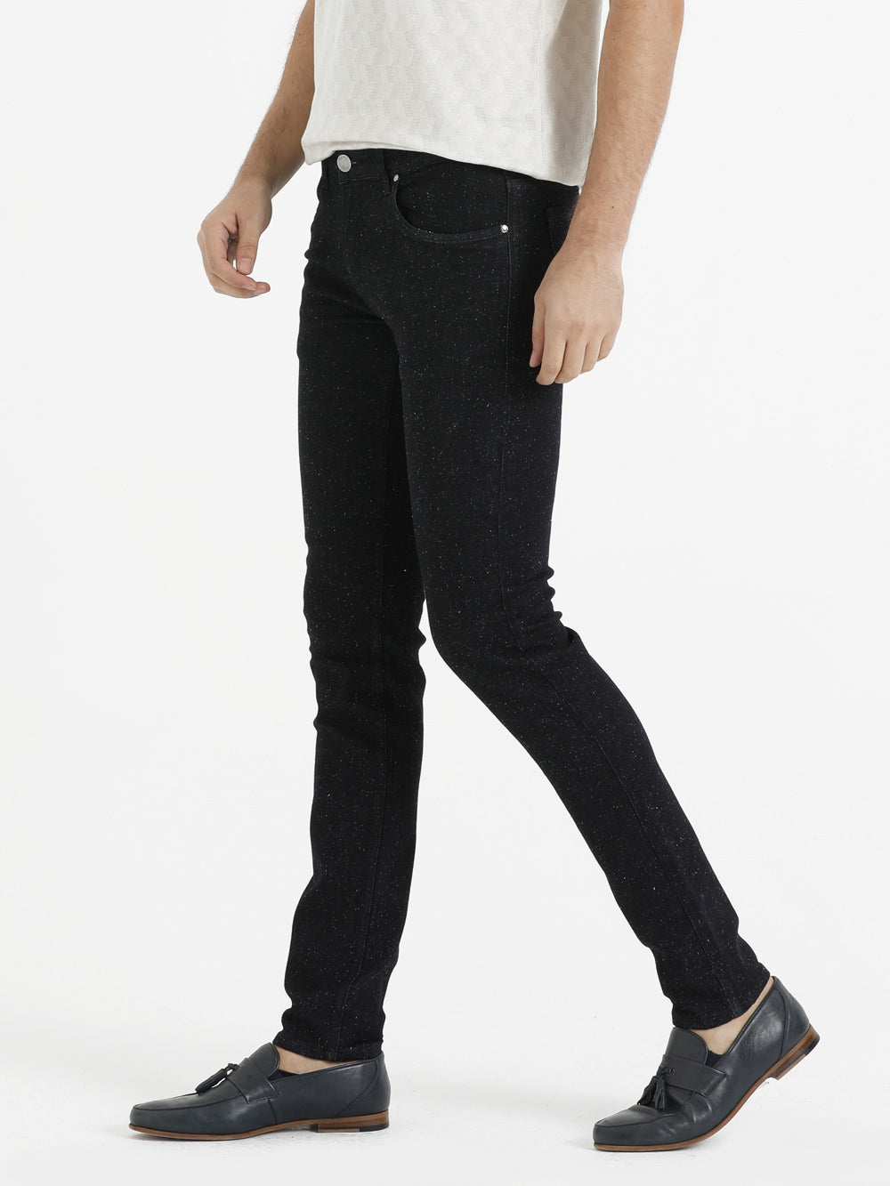 Slim Fit 5 Pocket Low Waist Navy Cotton Blend Denim - SAYKI