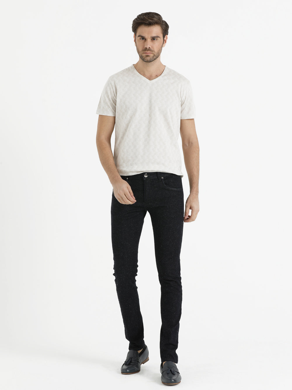 Slim Fit 5 Pocket Low Waist Navy Cotton Blend Denim - SAYKI