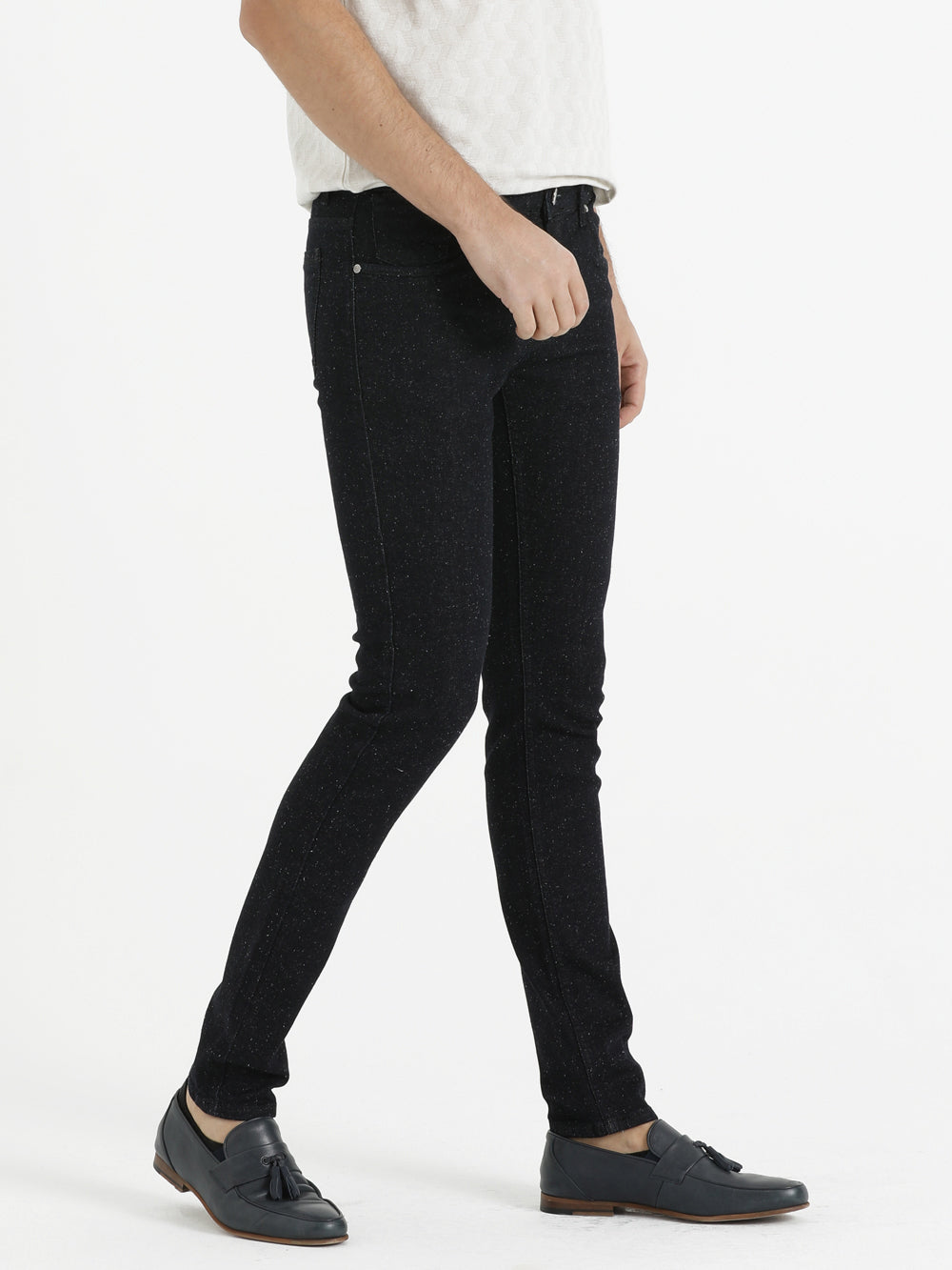 Slim Fit 5 Pocket Low Waist Navy Cotton Blend Denim - SAYKI