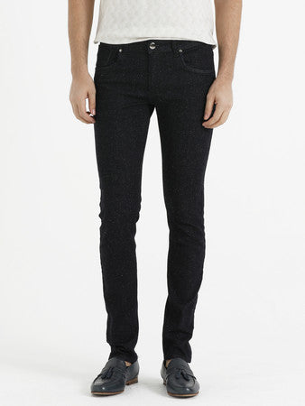 Slim Fit 5 Pocket Low Waist Navy Cotton Blend Denim - SAYKI