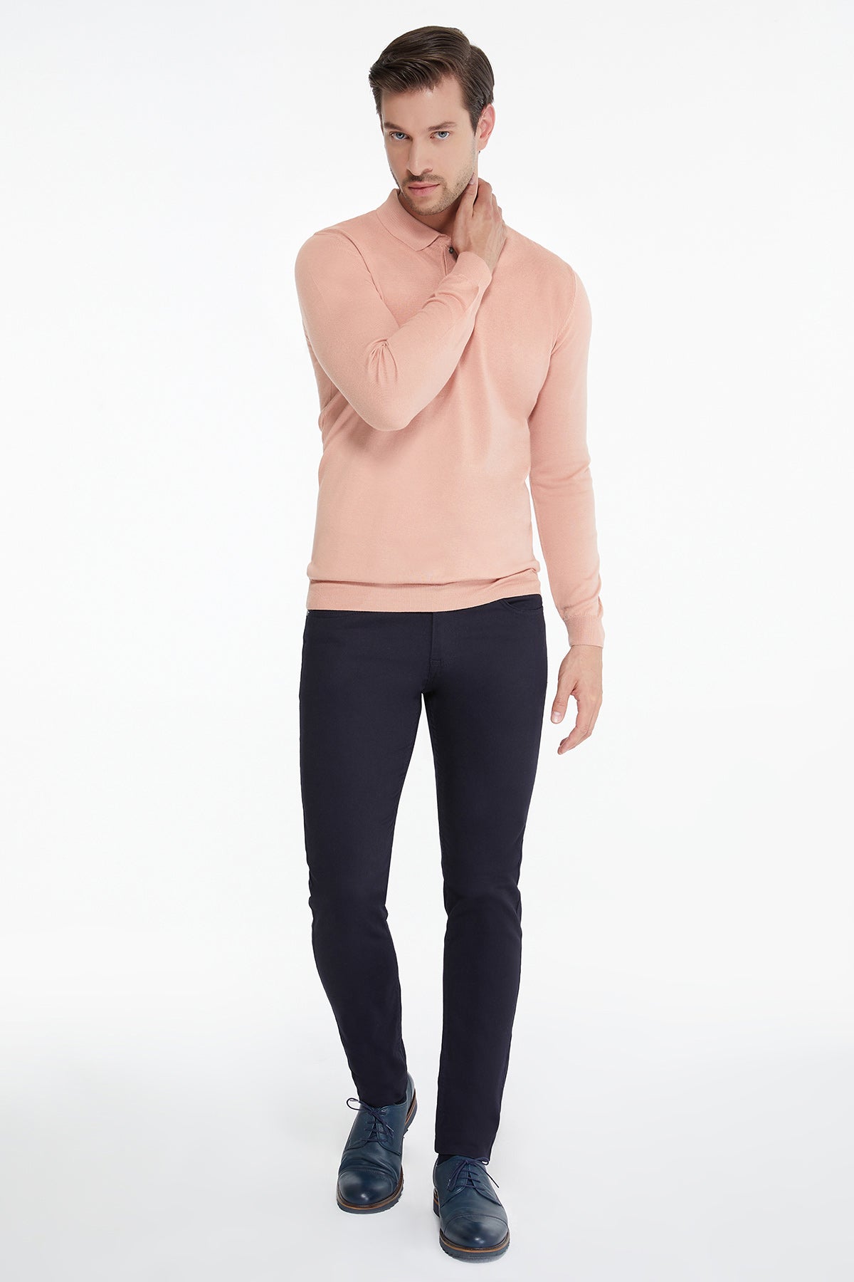 Slim Fit 5 Pocket Low Waist Navy Cotton Denim - SAYKI