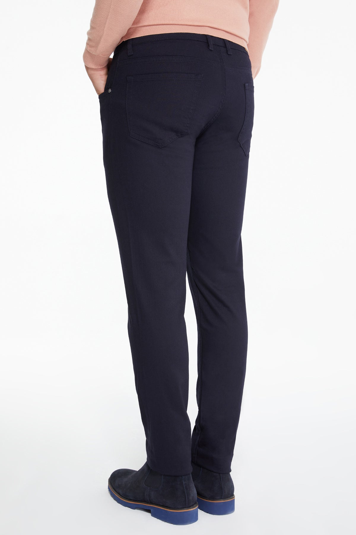 Slim Fit 5 Pocket Low Waist Navy Cotton Denim - SAYKI