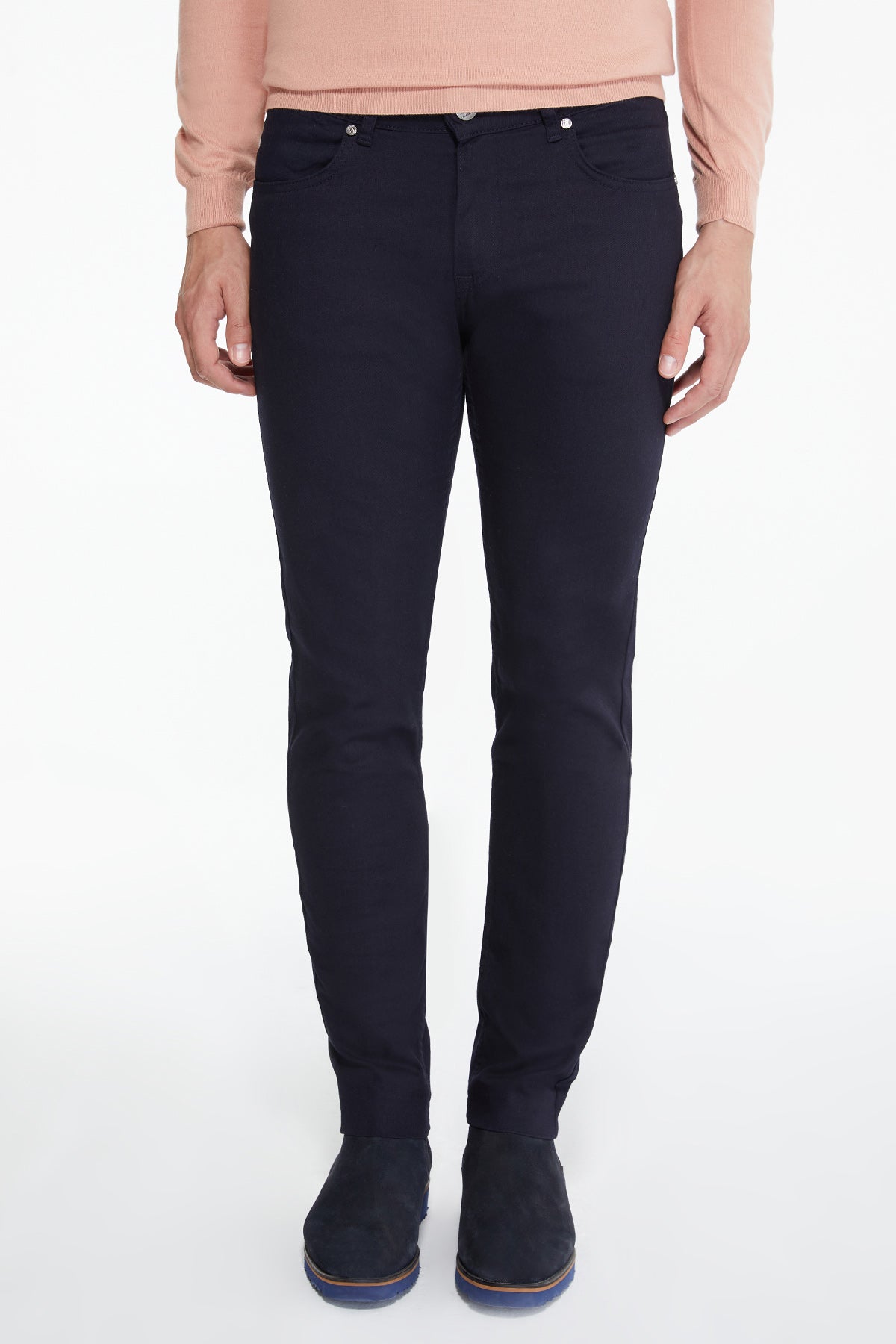 Slim Fit 5 Pocket Low Waist Navy Cotton Denim - SAYKI