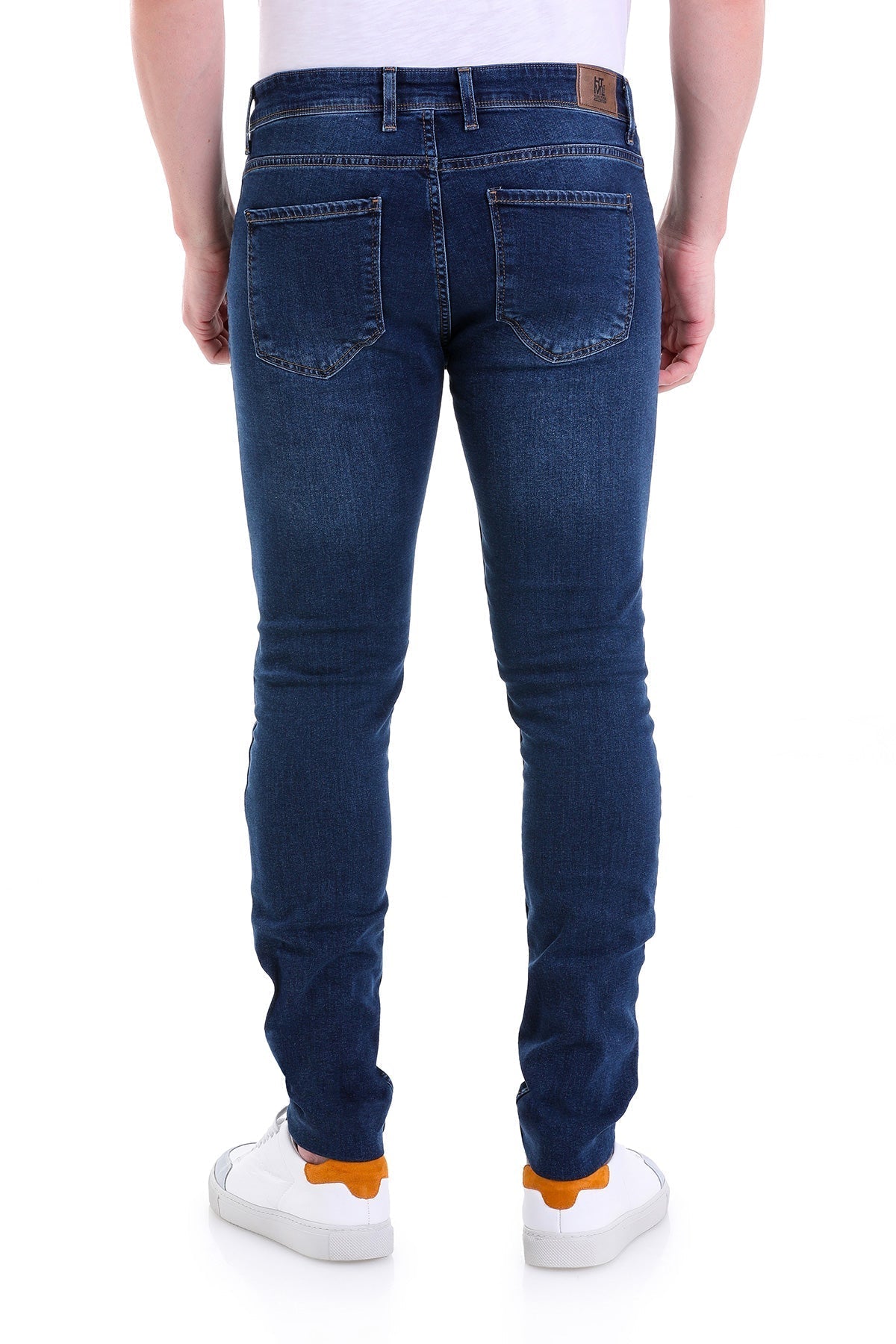 Slim Fit 5 Pocket Low Waist Navy Cotton Denim Jeans - SAYKI