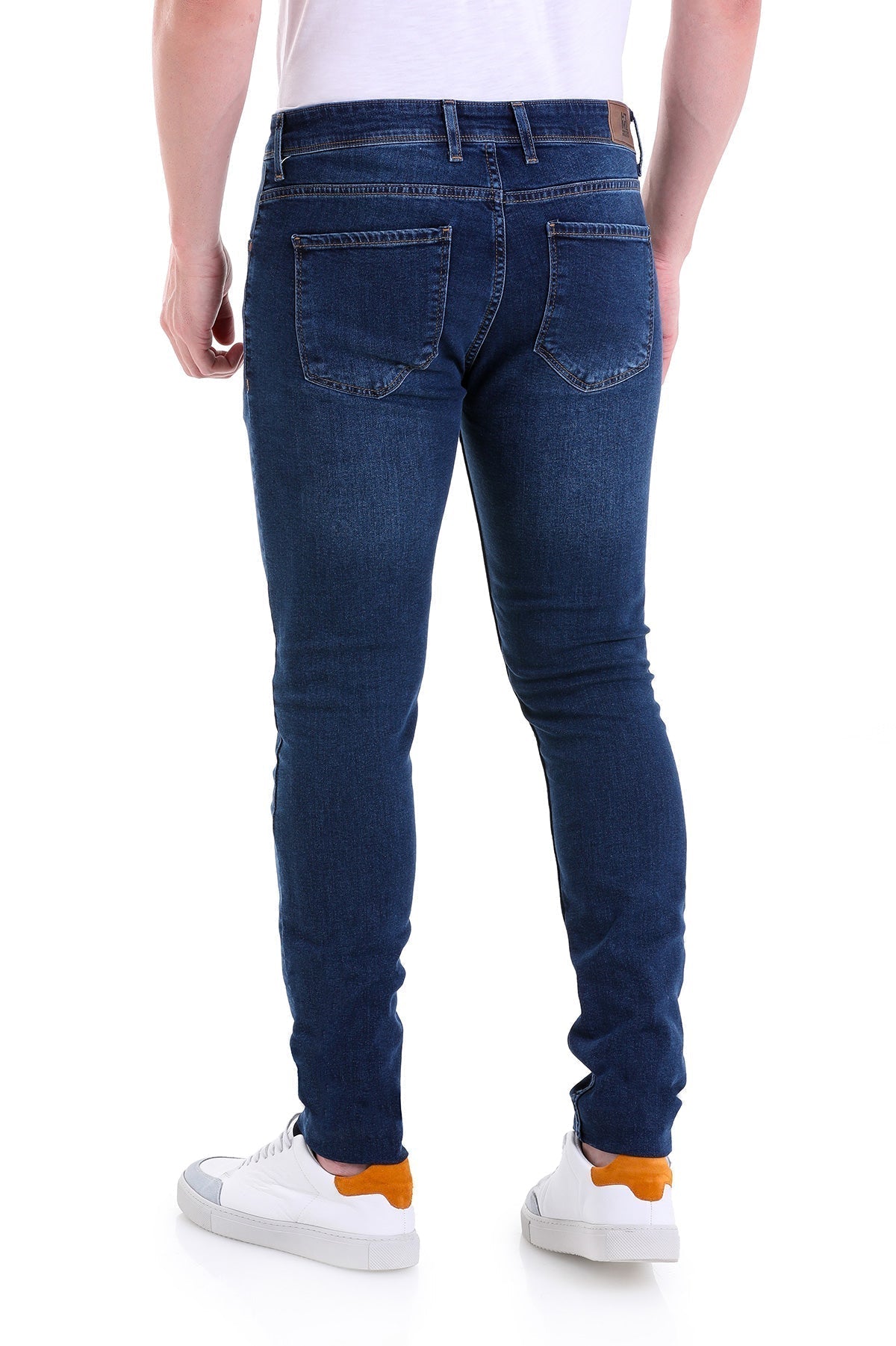 Slim Fit 5 Pocket Low Waist Navy Cotton Denim Jeans - SAYKI