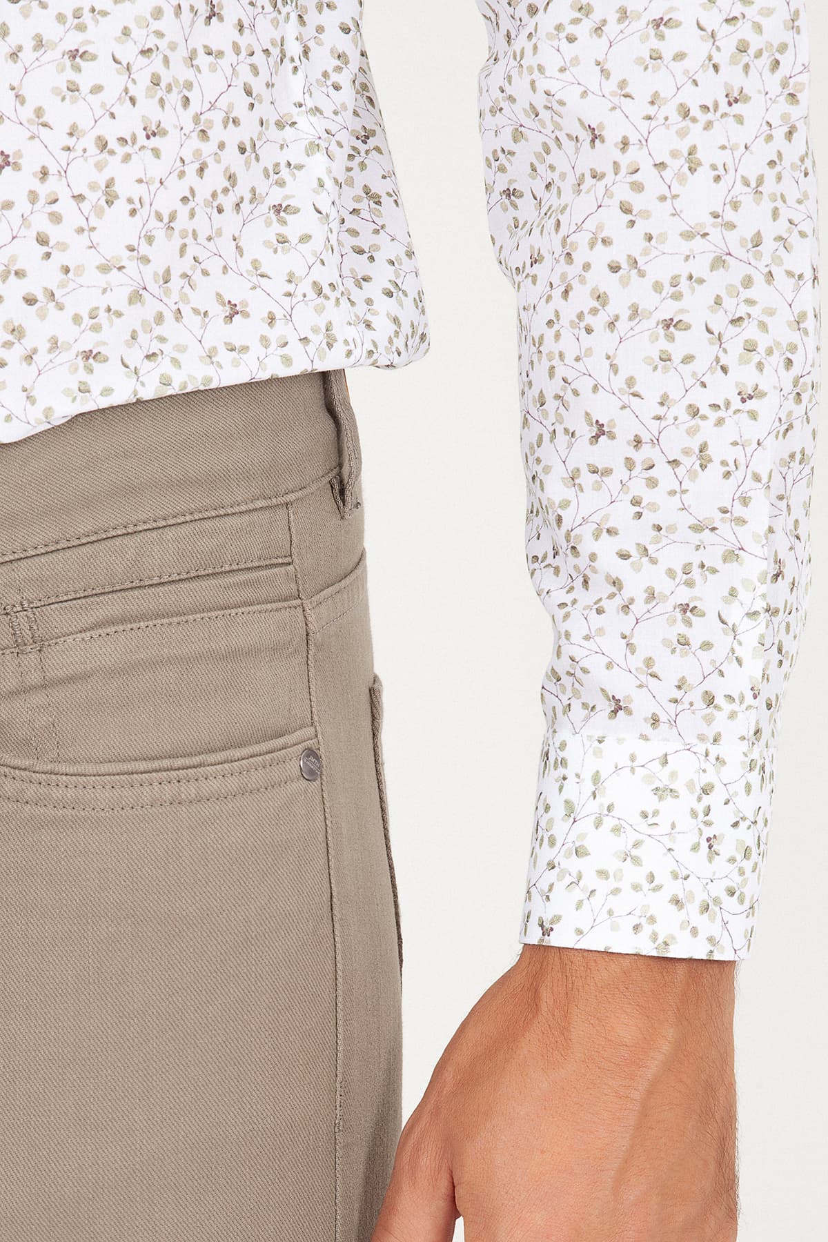 Slim Fit 5 Pocket Low Waist Olive Cotton Denim - SAYKI