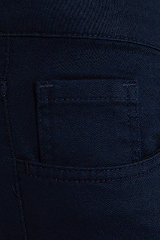 Slim Fit 5 Pocket Navy Cotton Casual Pants - SAYKI
