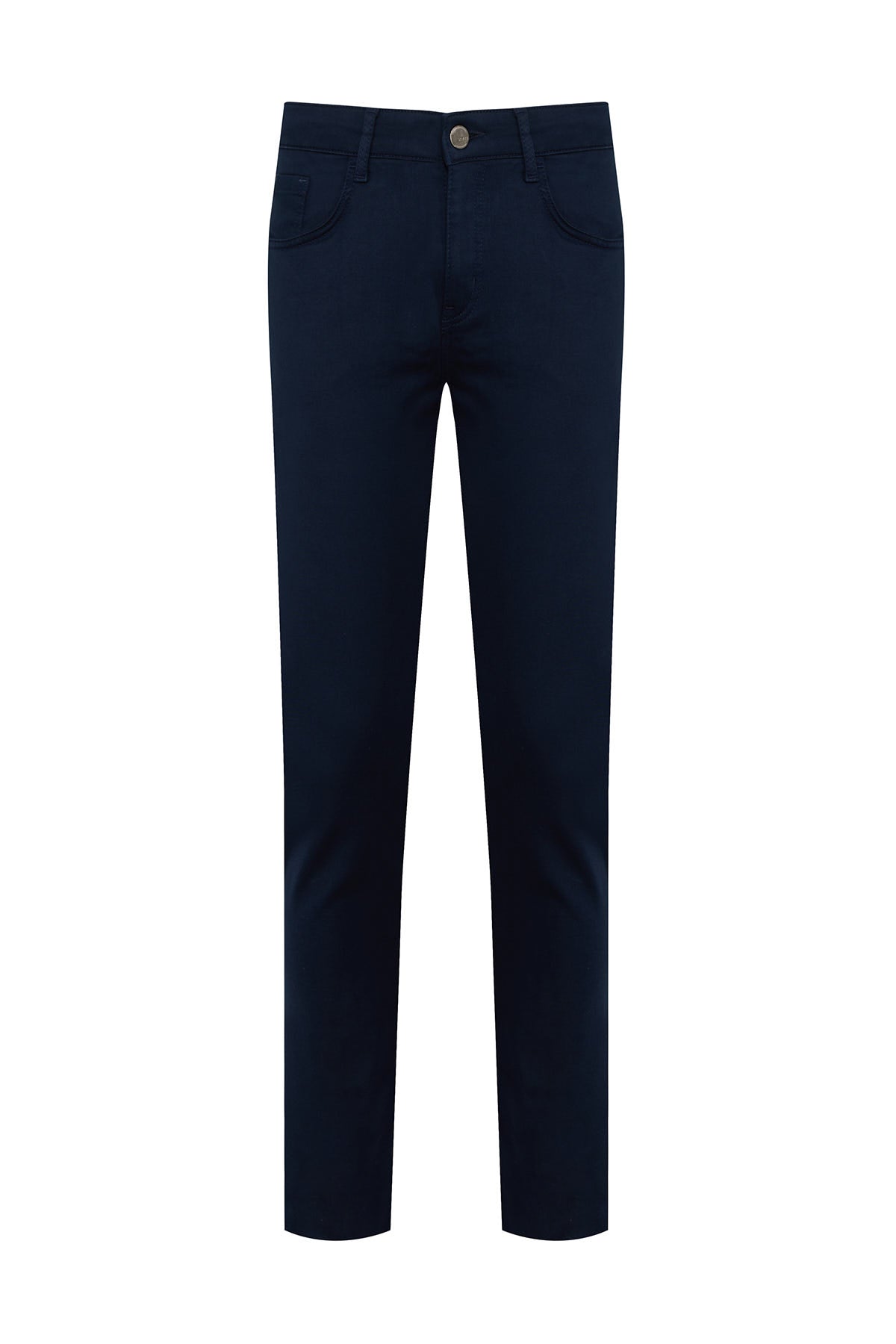Slim Fit 5 Pocket Navy Cotton Casual Pants - SAYKI