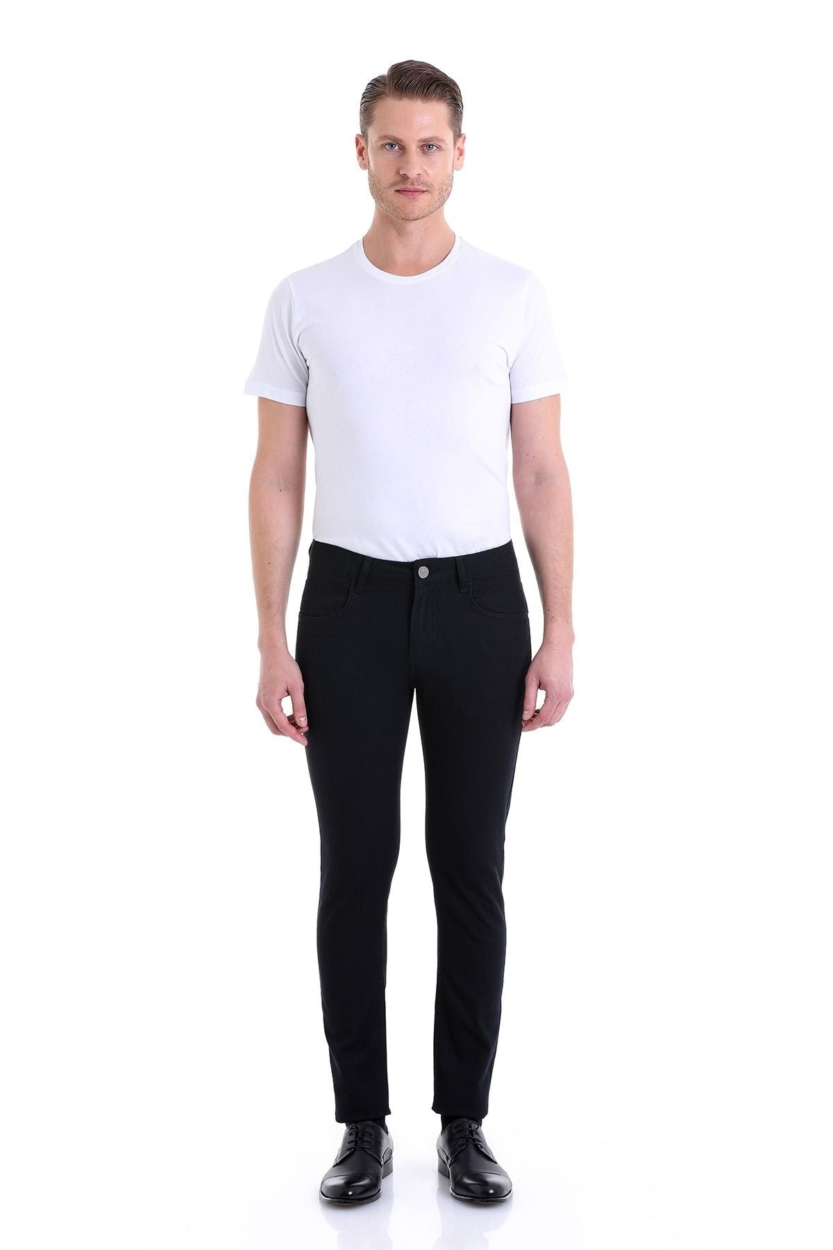 Slim Fit 5 Pocket Navy Low Waist Casual Pants - SAYKI