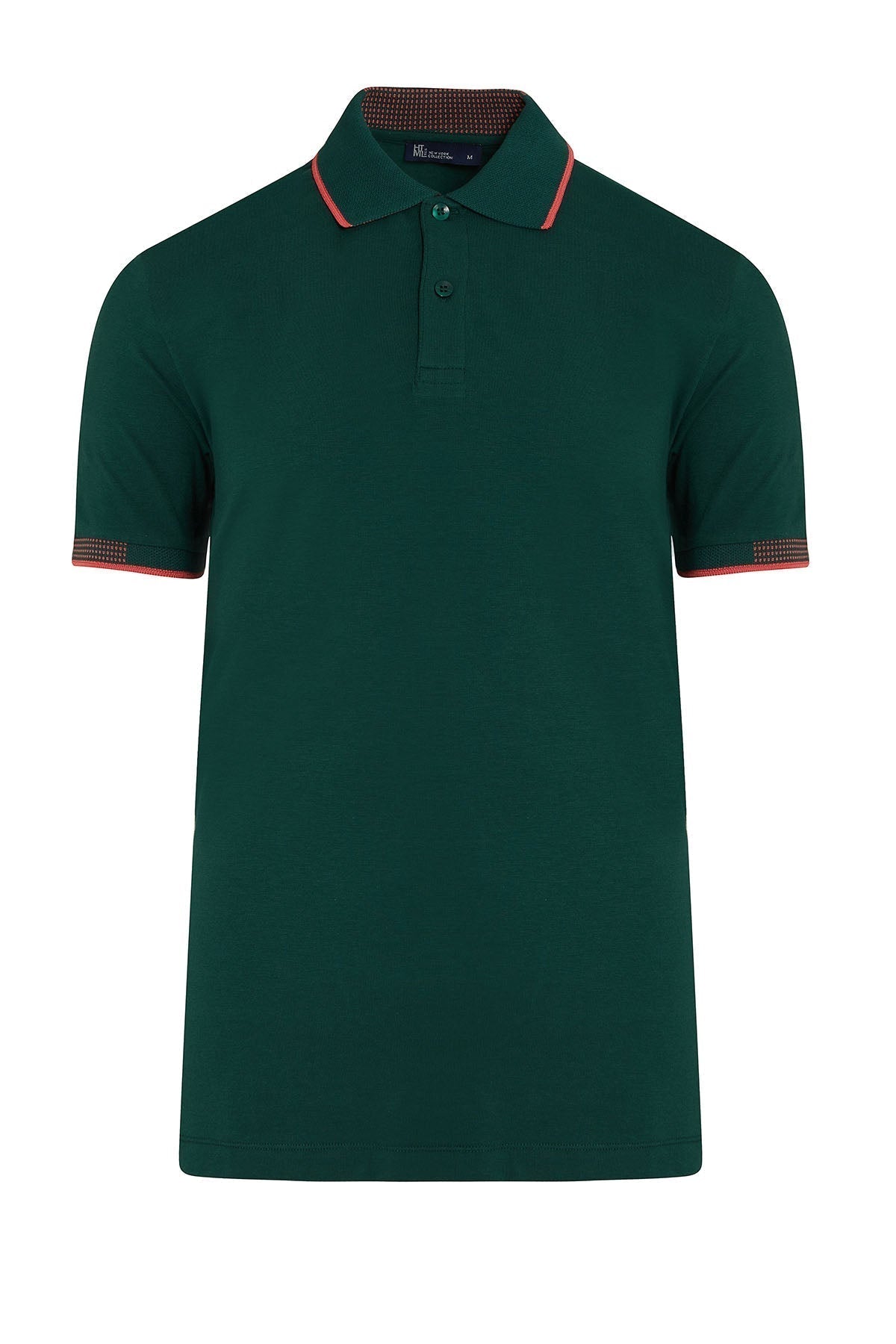 Slim Fit Basic Cotton Blend Green Polo T-Shirt - SAYKI