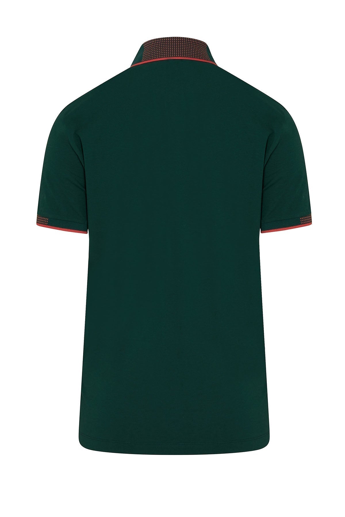 Slim Fit Basic Cotton Blend Green Polo T-Shirt - SAYKI