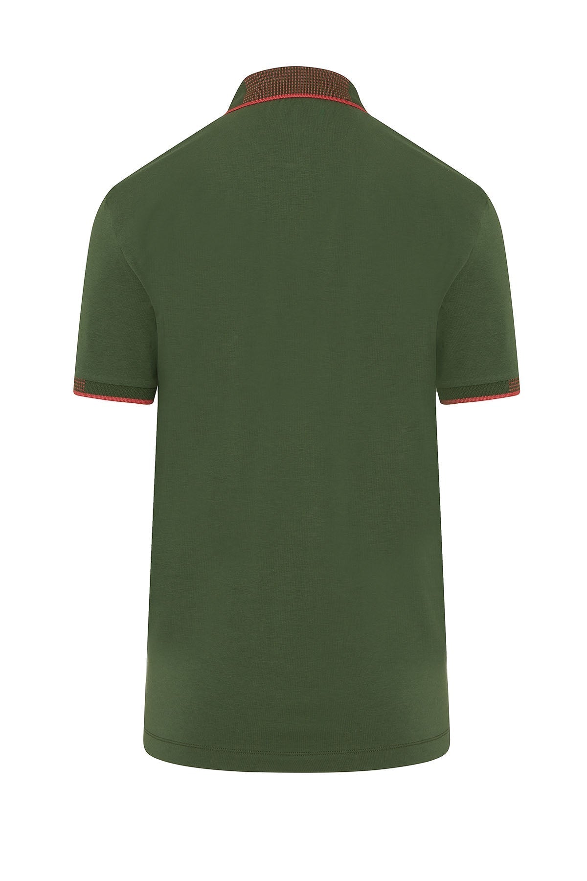 Slim Fit Basic Cotton Blend Seagrass Polo T-Shirt - SAYKI