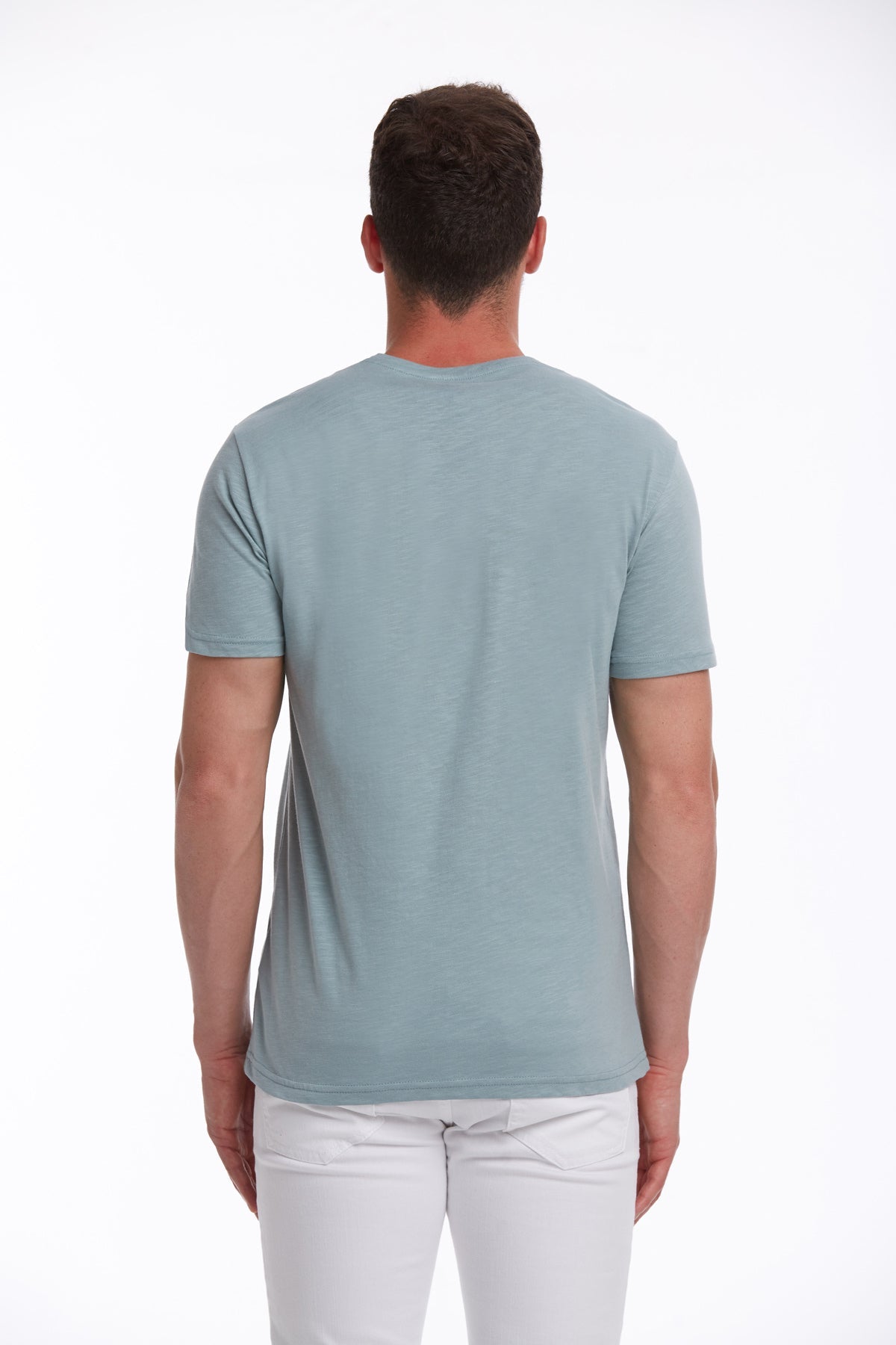 Slim Fit Basic Cotton Mint Crew Neck T-Shirt - SAYKI
