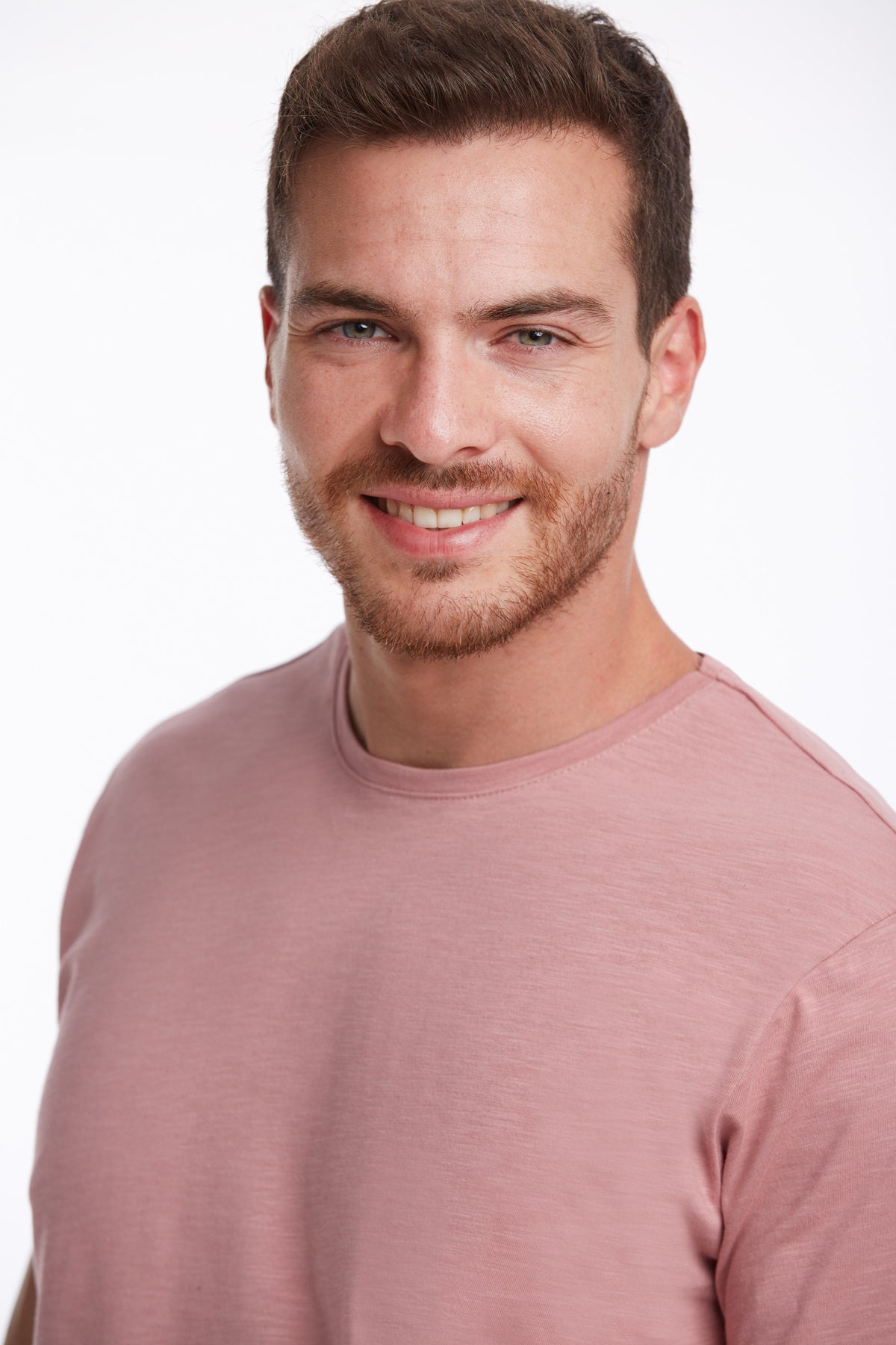 Slim Fit Basic Cotton Pink Crew Neck T-Shirt - SAYKI