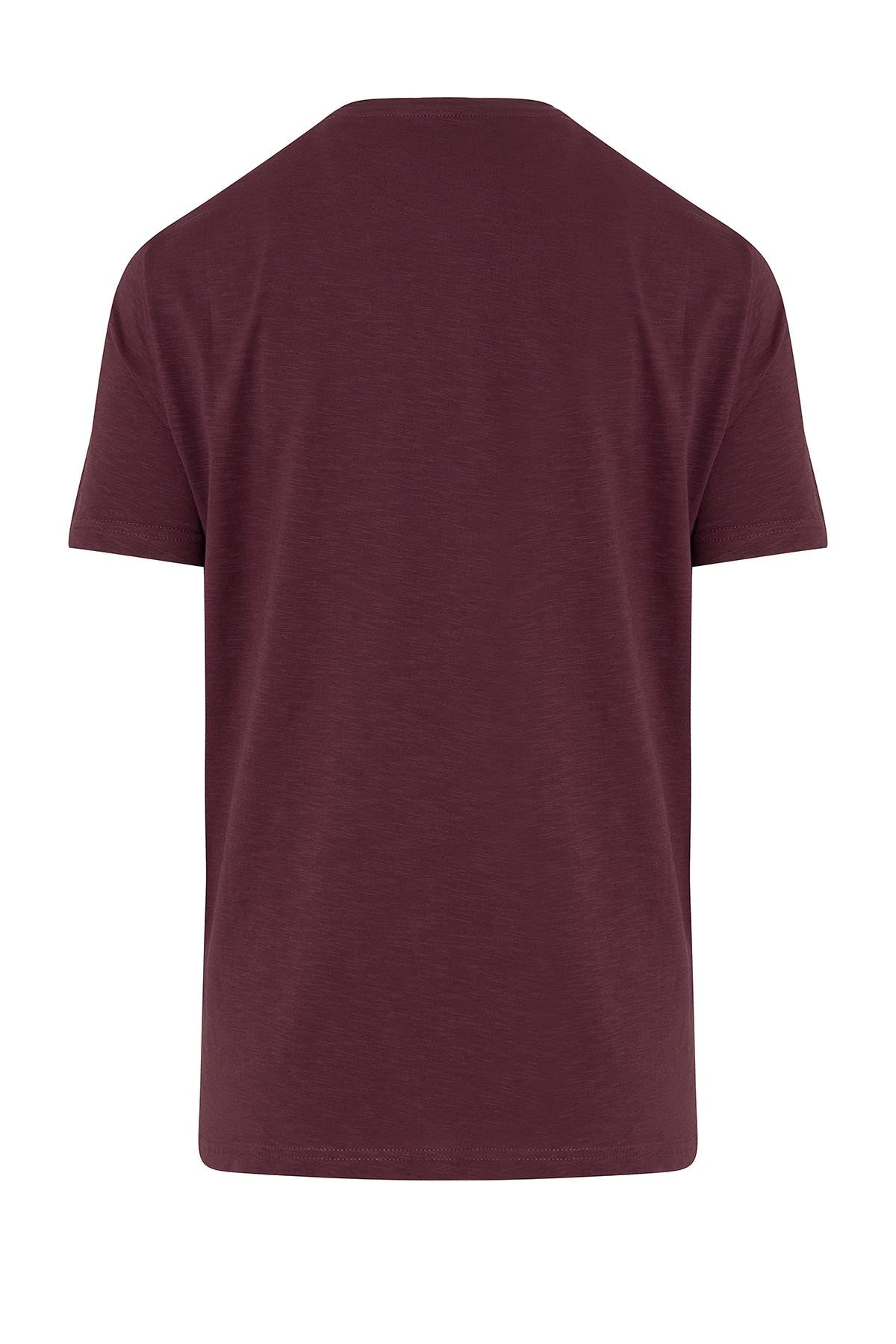 Maroon cotton t-shirt with a simple, plain back design.
