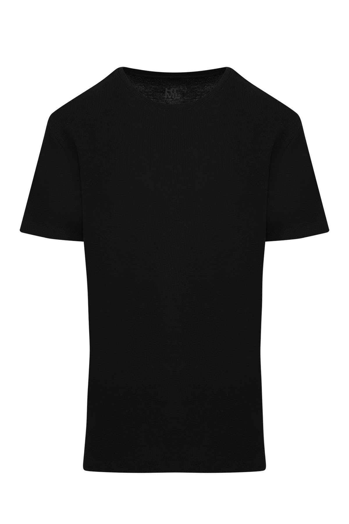 Slim Fit Black Cotton Crew Neck T-Shirt - SAYKI