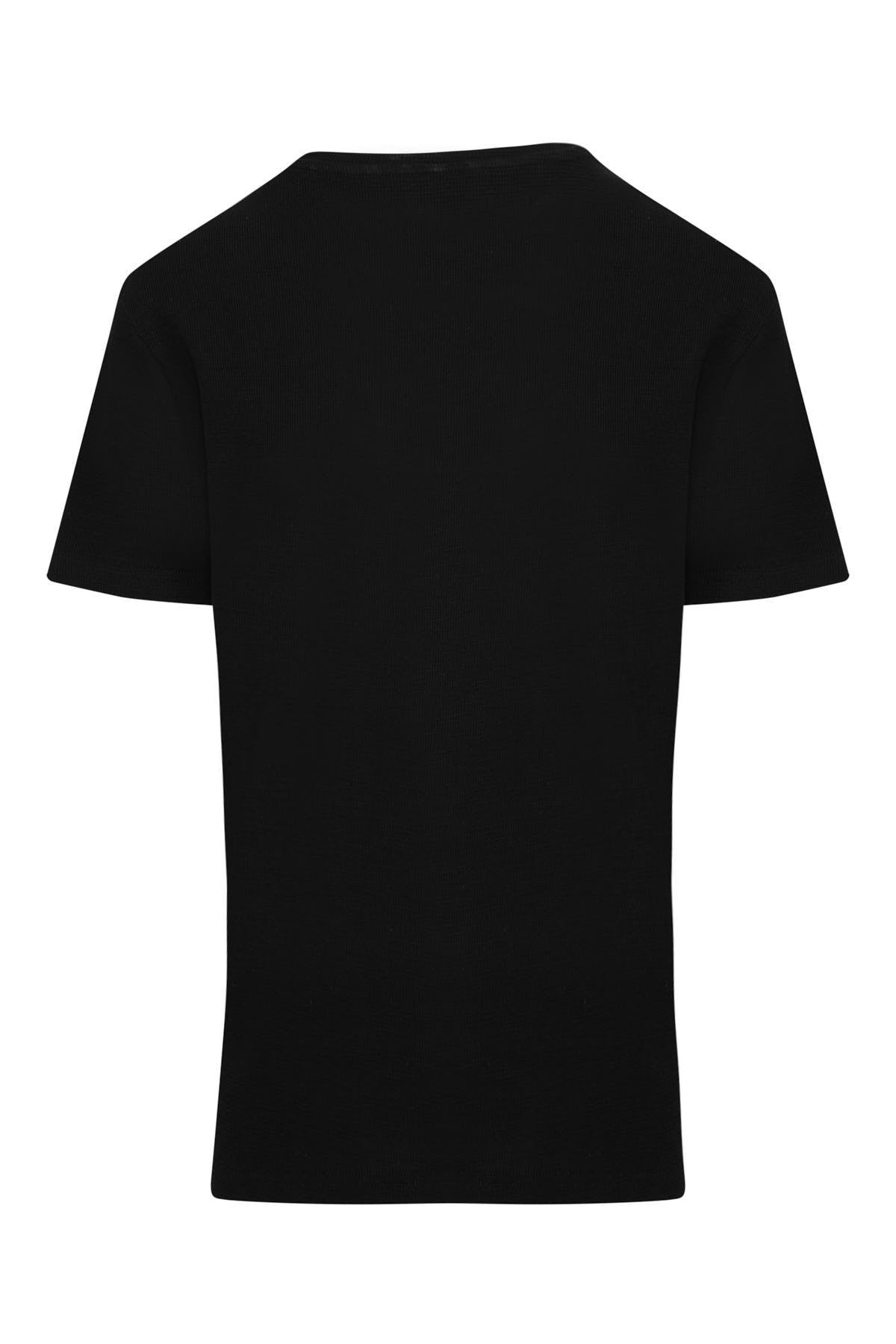 Slim Fit Black Cotton Crew Neck T-Shirt - SAYKI