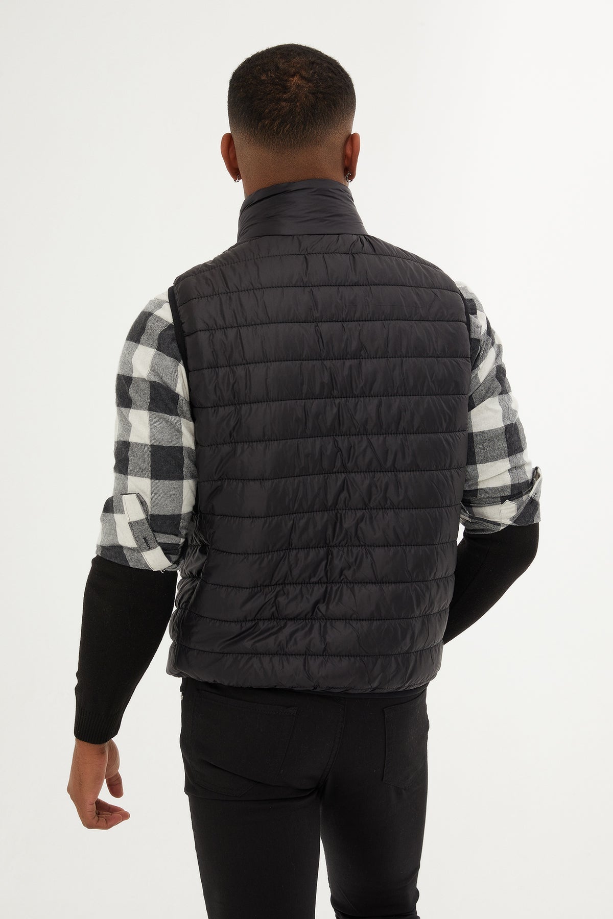 Slim Fit Black Down Like Padded Vest - SAYKI