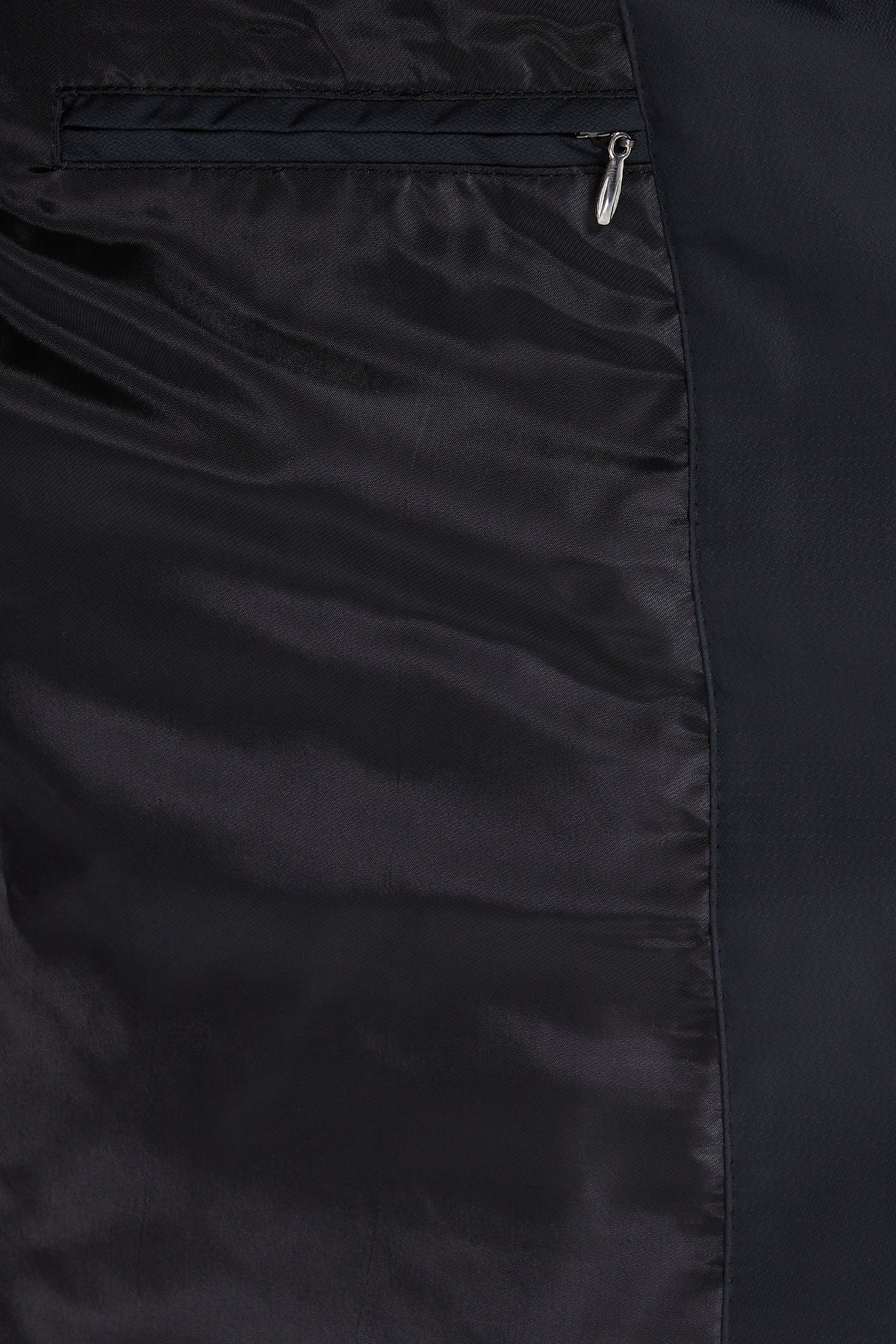 Slim Fit Black Quilted Full-Zip Stand Collar Coat - SAYKI