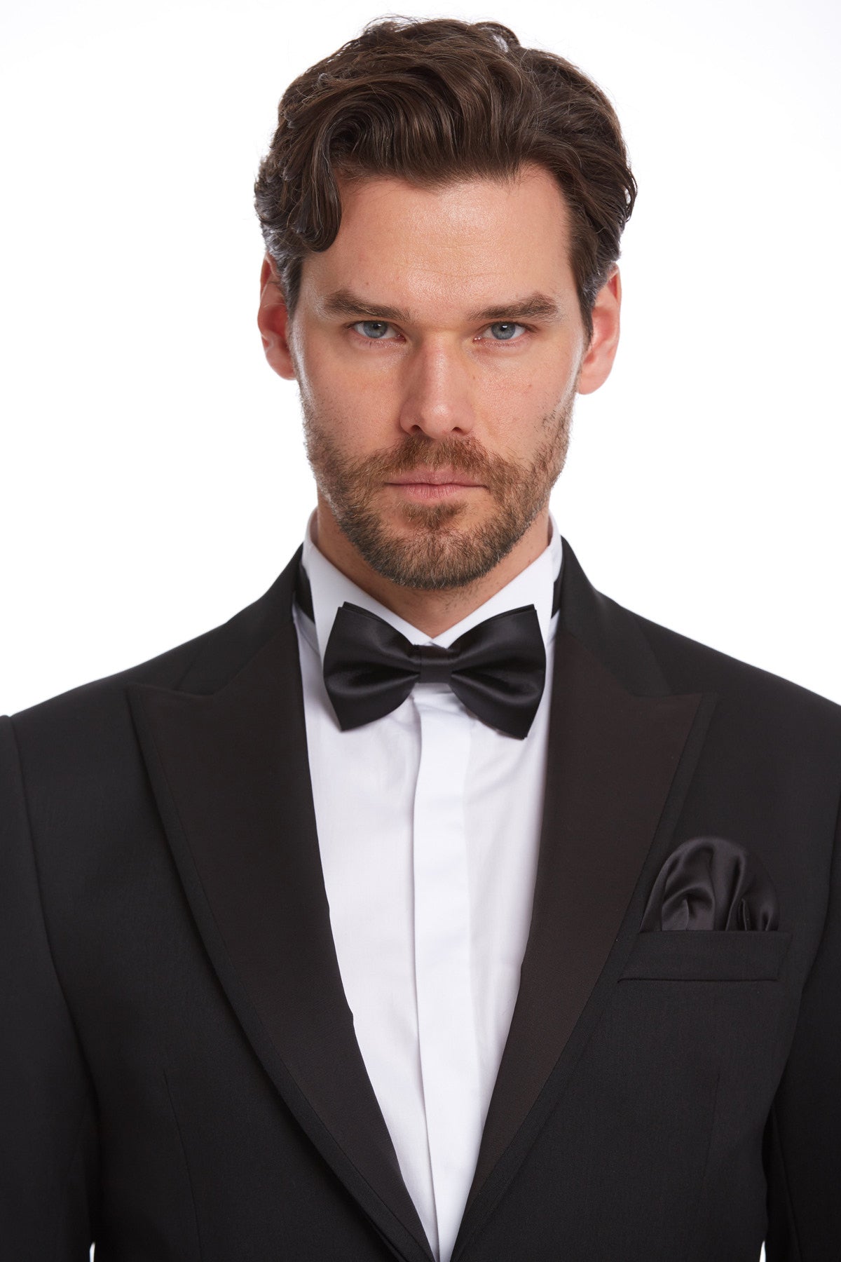 Slim Fit Black Release Peak Lapel Classic Tuxedo - SAYKI