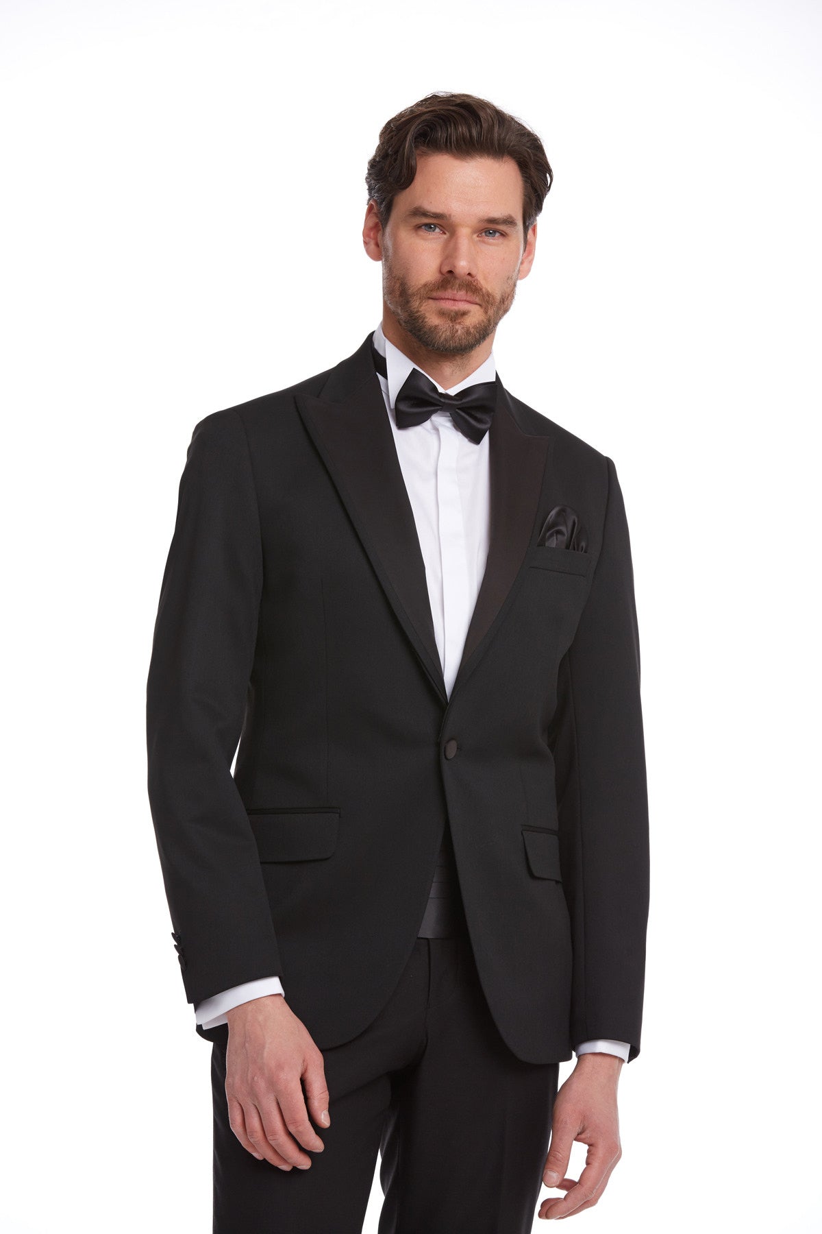 Slim Fit Black Release Peak Lapel Classic Tuxedo - SAYKI