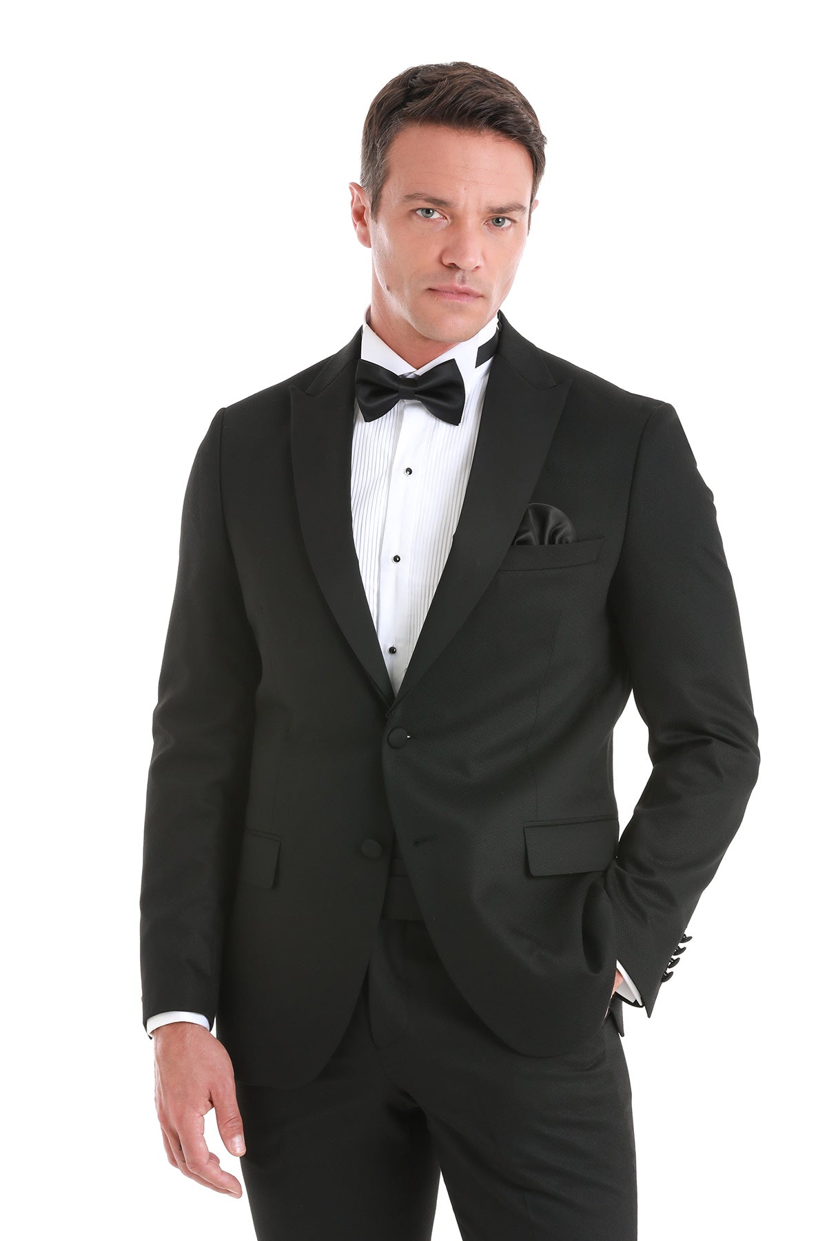 Slim Fit Black Release Peak Lapel Classic Tuxedo Suit
